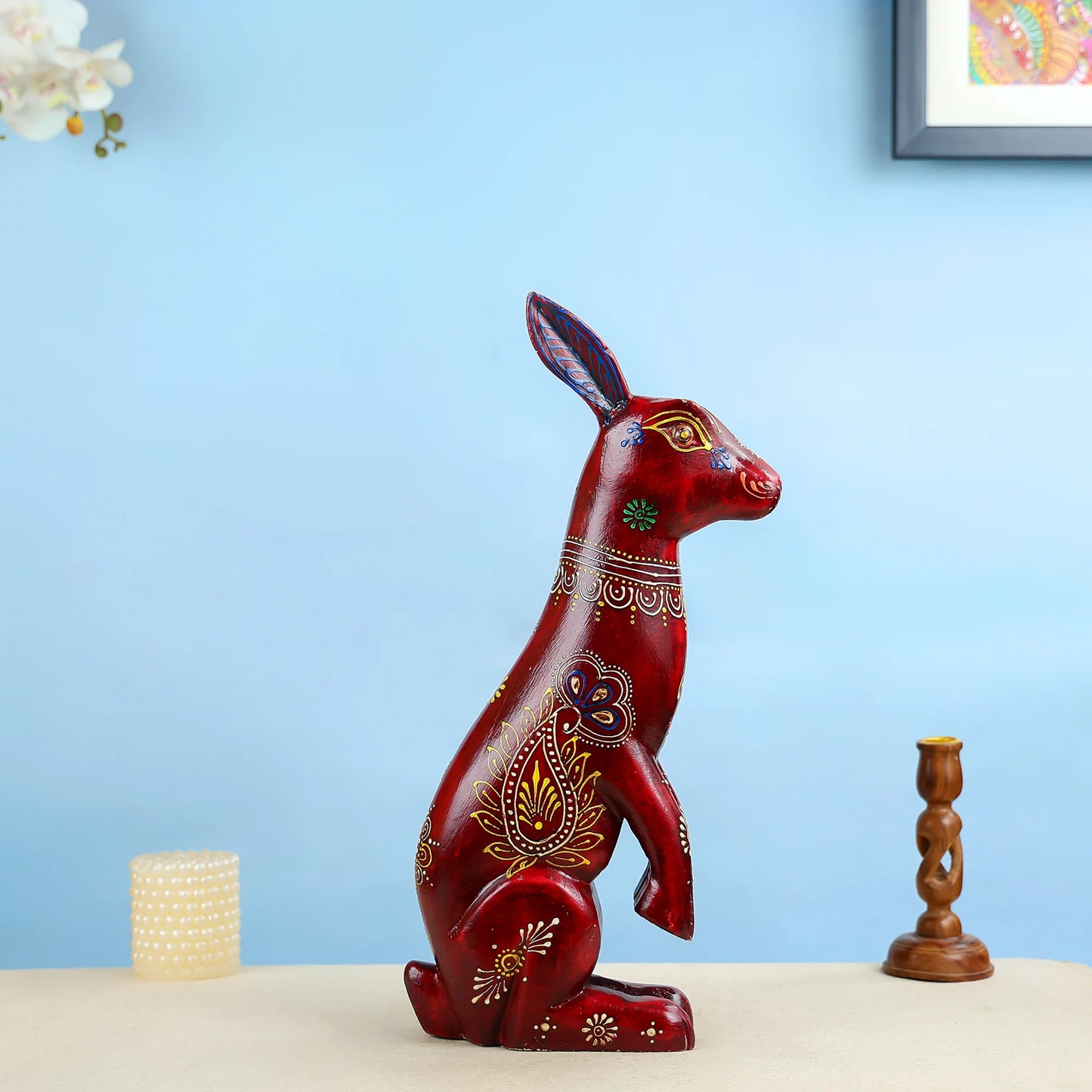 Wood Handcraft Rabbit  painted