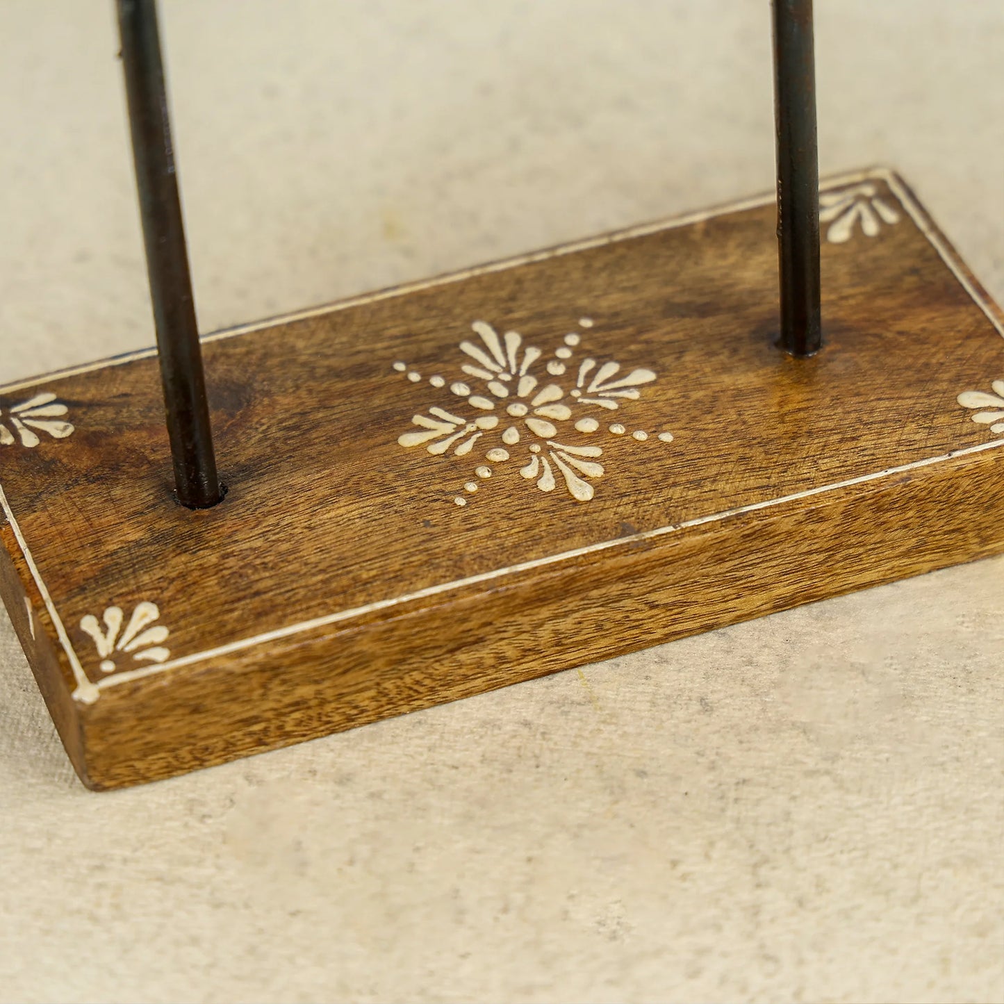 Iron & Wood Hand Painted Stone Bird