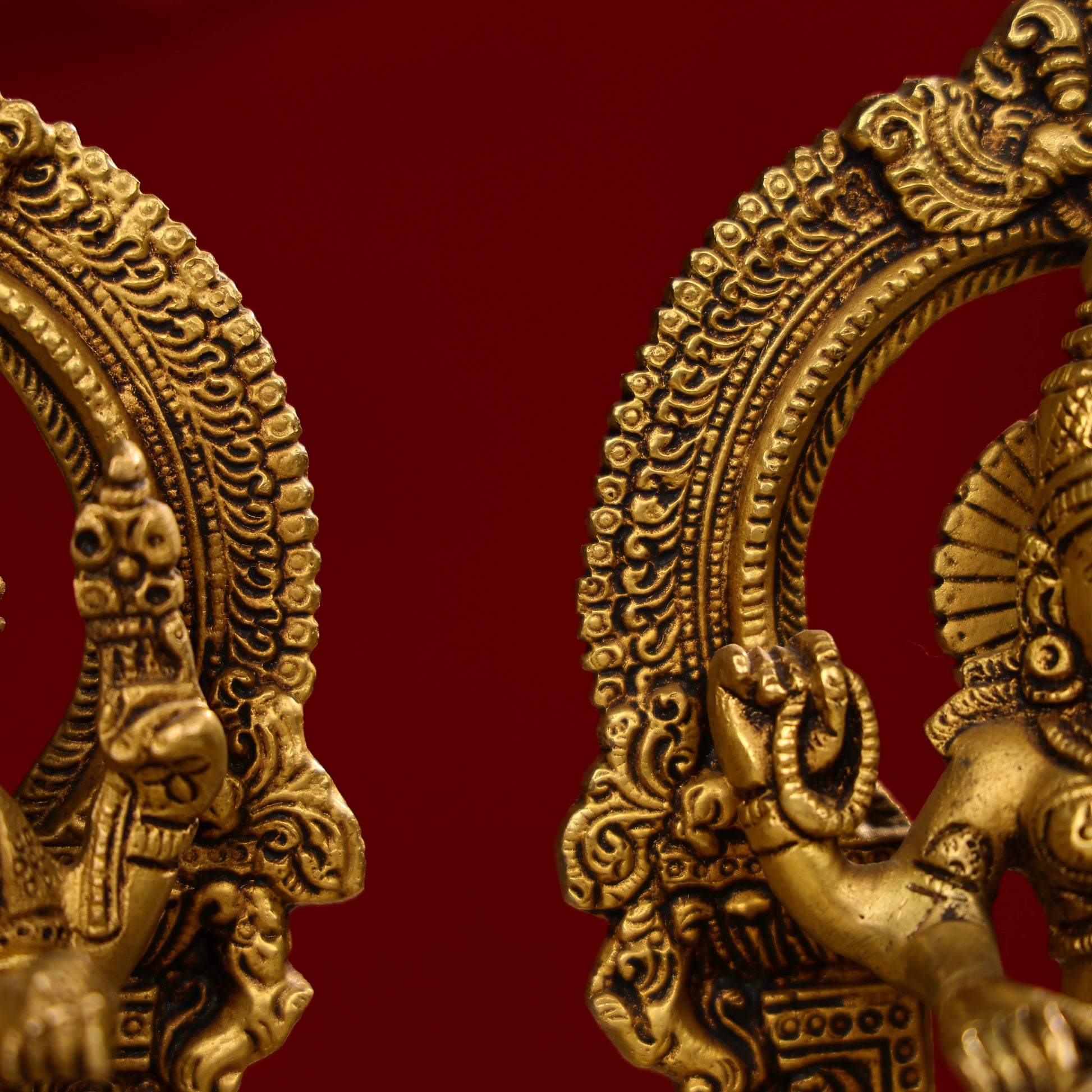 Brass Lakshmi Ganesha And Saraswati Trio Idols Seated On Throne