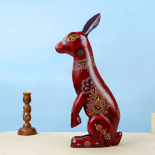 Wood Handcraft Rabbit  painted