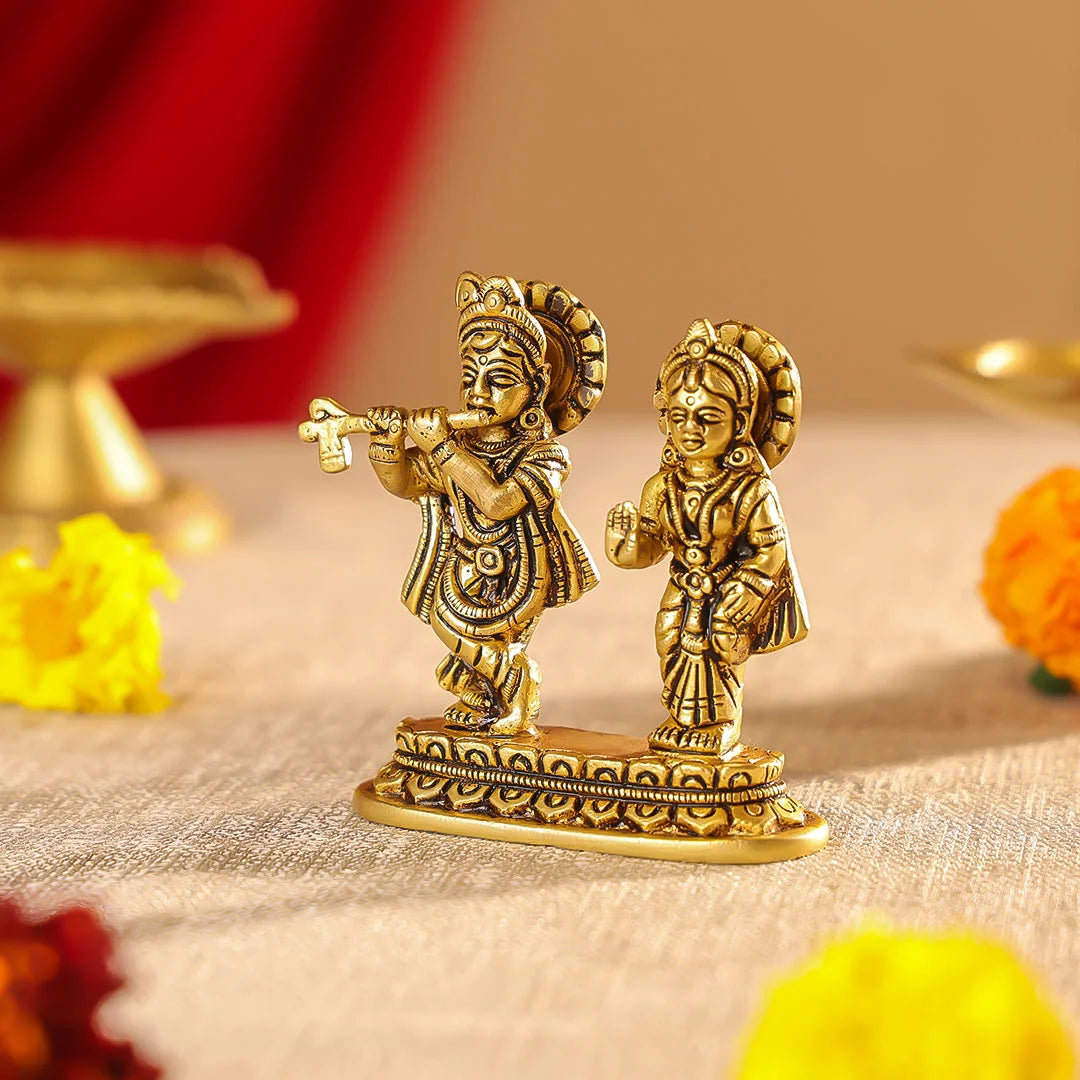 Brass Statue Radha & Krishna