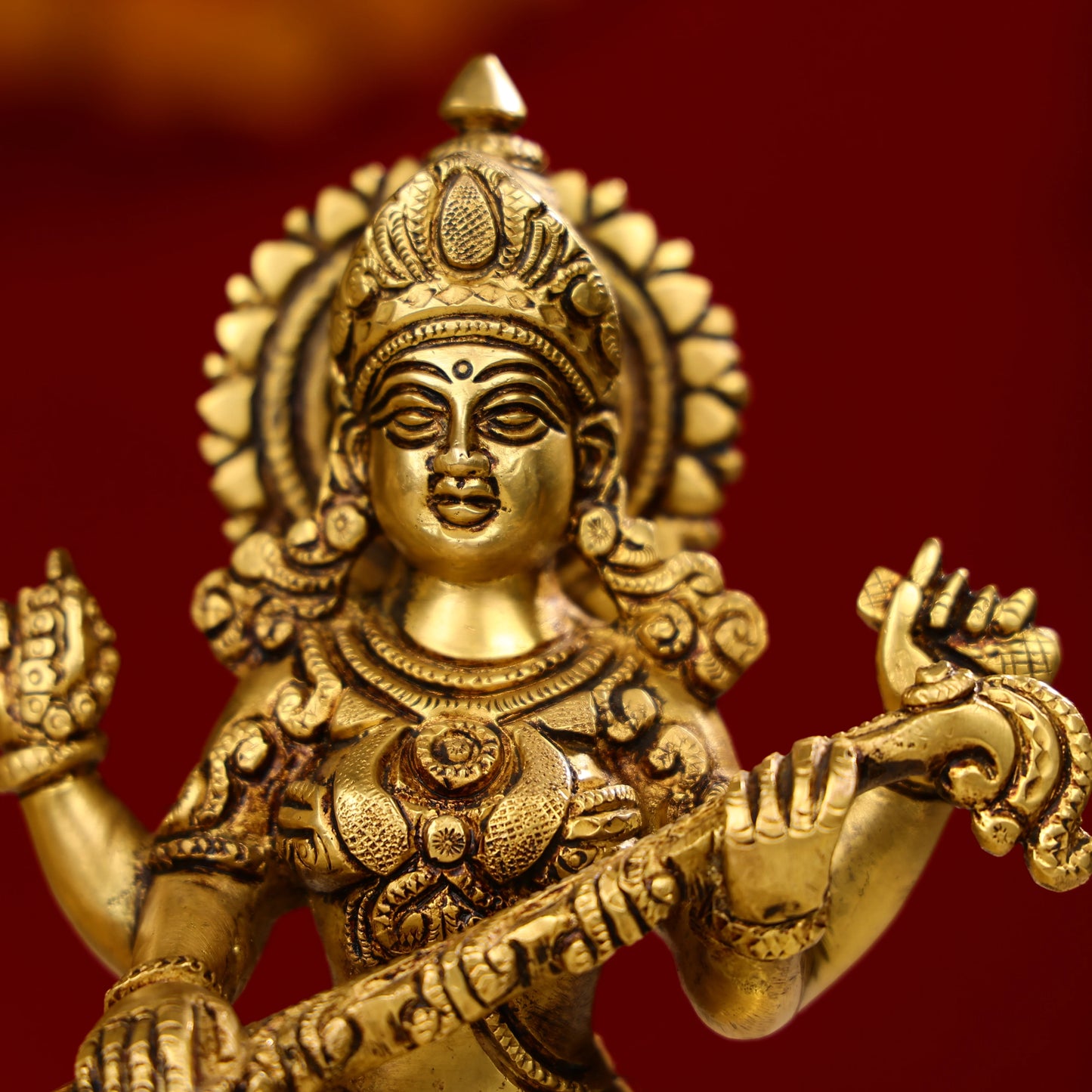 Super Fine Brass Laxmi Ganesha Saraswati Trio Idols Seated On Oval Base