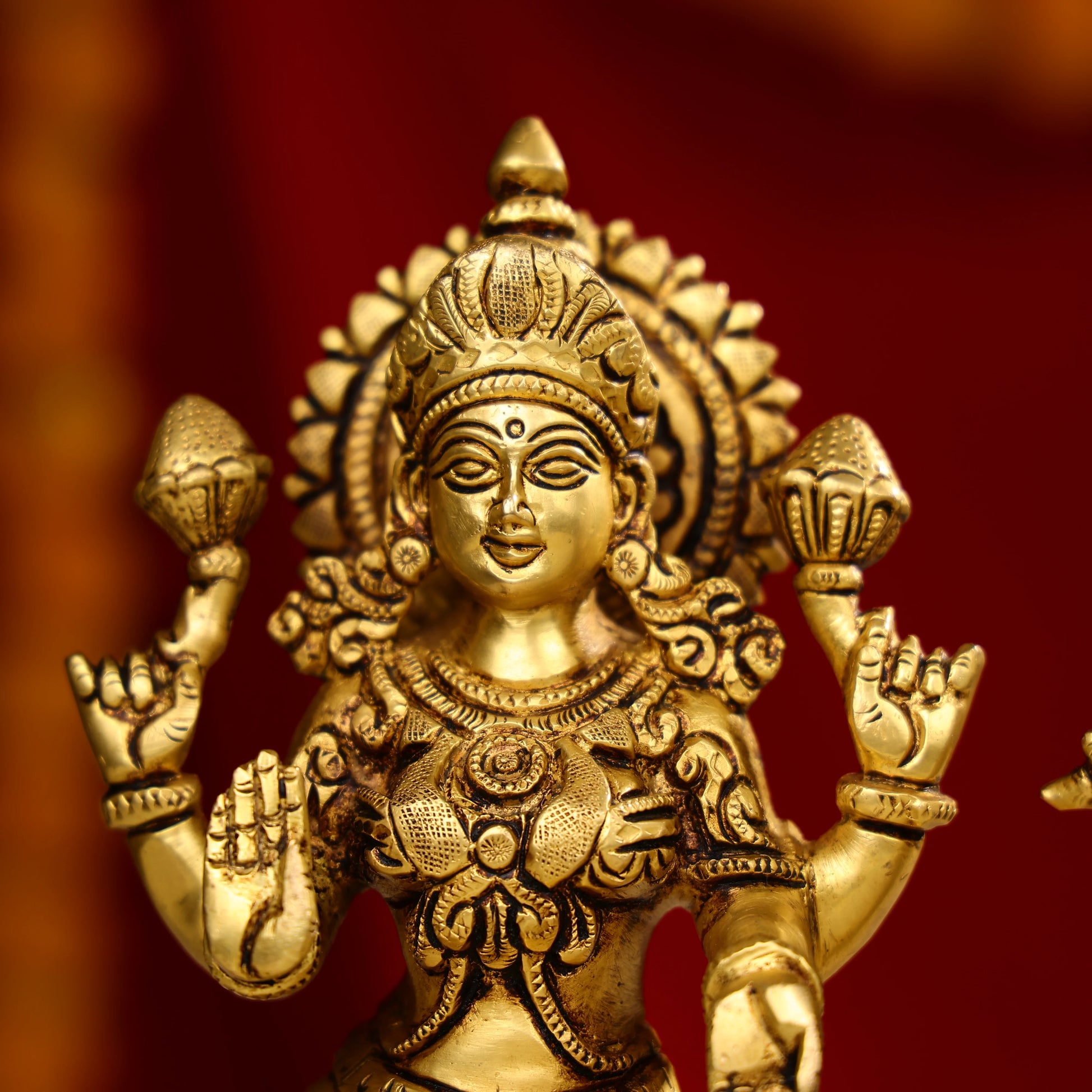 Super Fine Brass Laxmi Ganesha Saraswati Trio Idols Seated On Oval Base