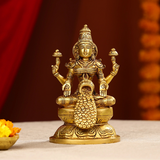 Super fine Brass Goddess Laxmi Showering Wealth Idol