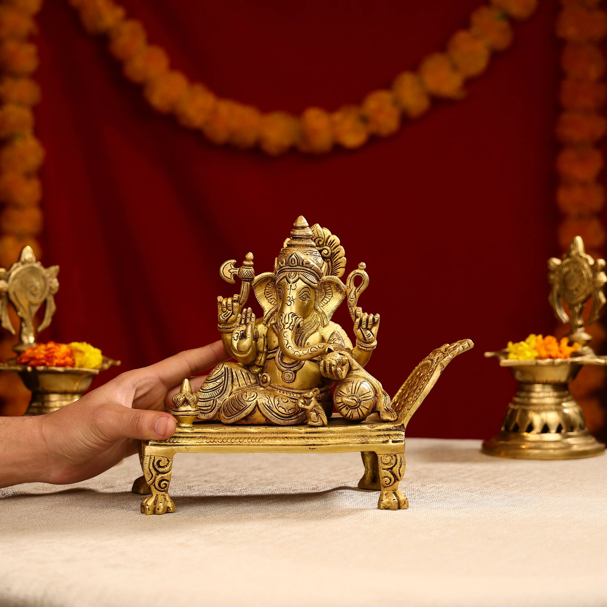 9_Brass_Super_Fine_Blessing_Lord_Ganesha_Resting_On_Sofa_6