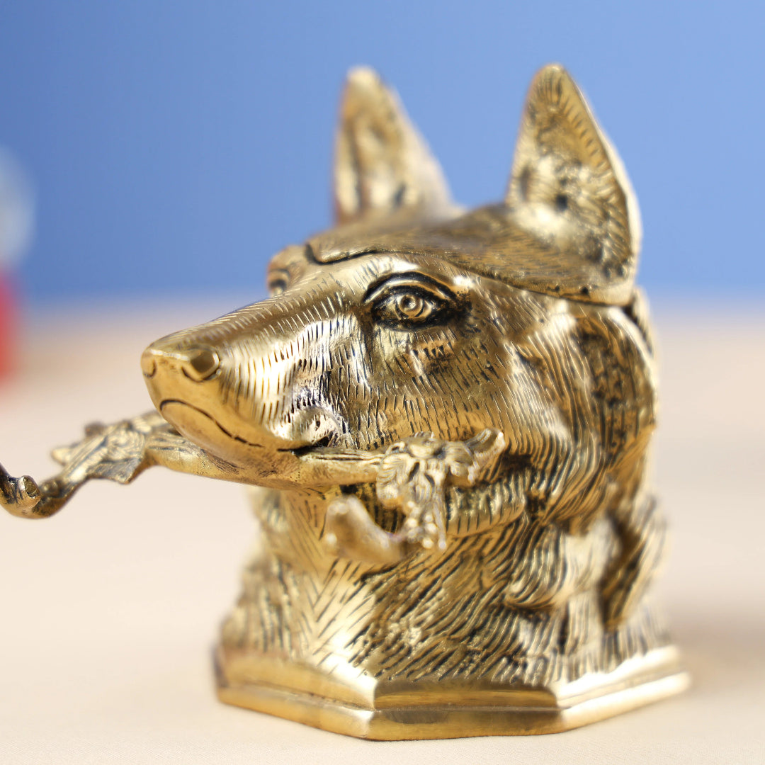 Antique Finish Dog Ink Pot 4