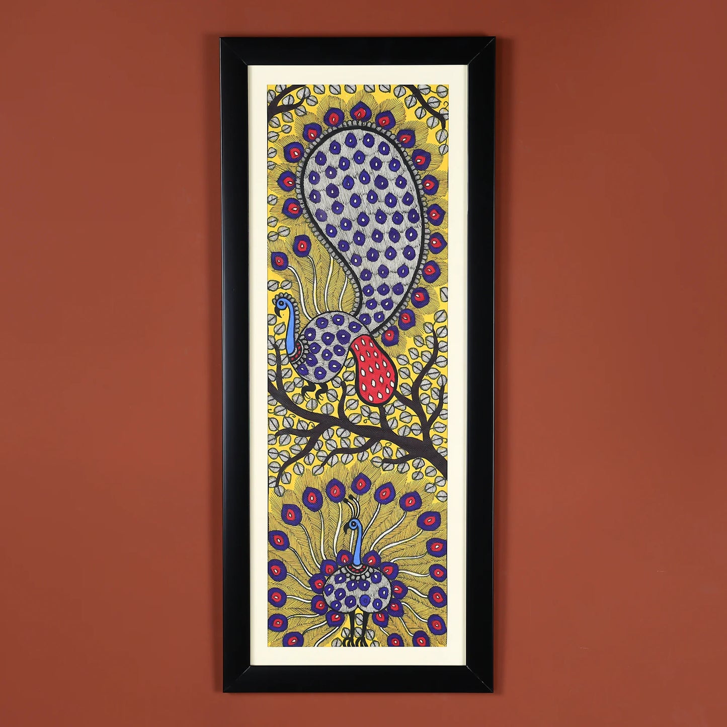 Bold Hand-Painted Peacock Art with Unique Detailing