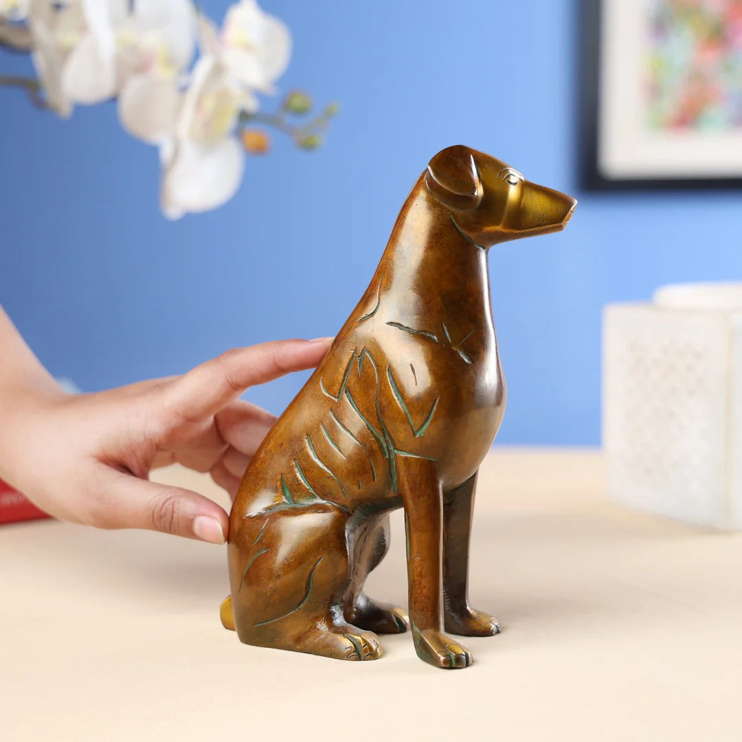 Brass Antique Brown Dog