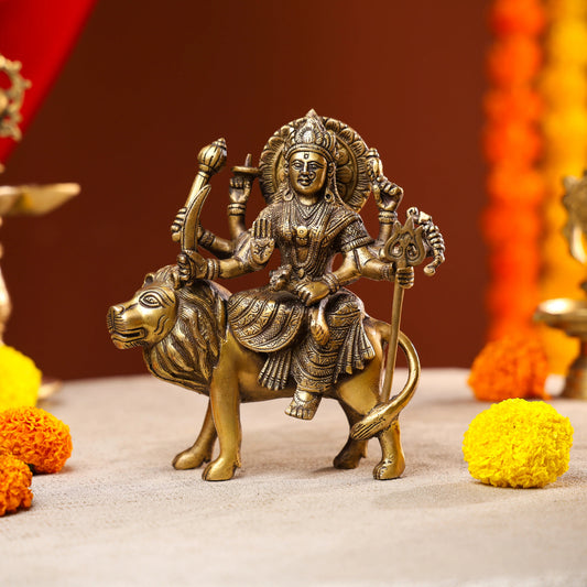 BrassAntiqueGoddessDurga_1