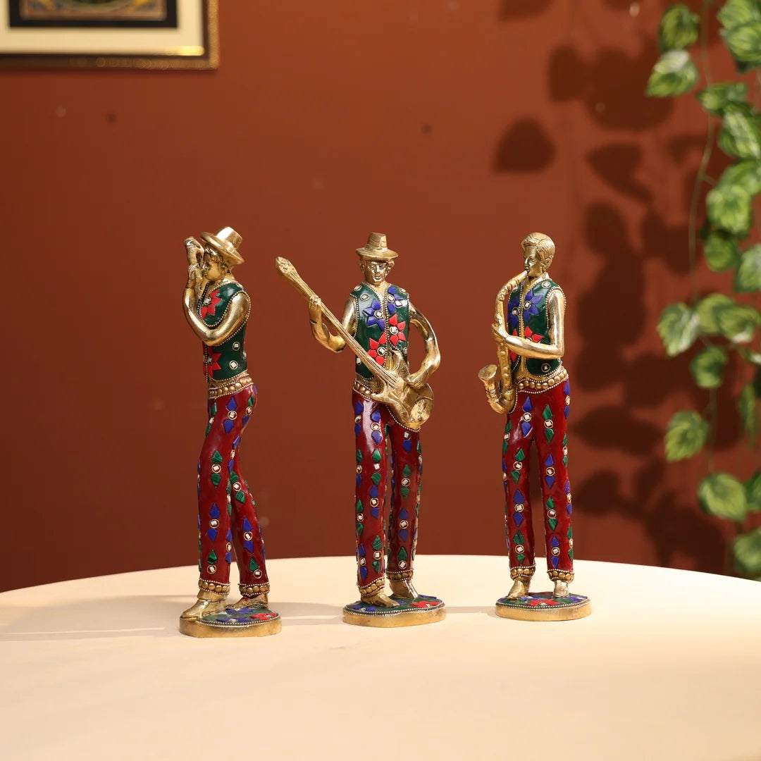 BrassMusiciansWithStoneWorksetofFive_4