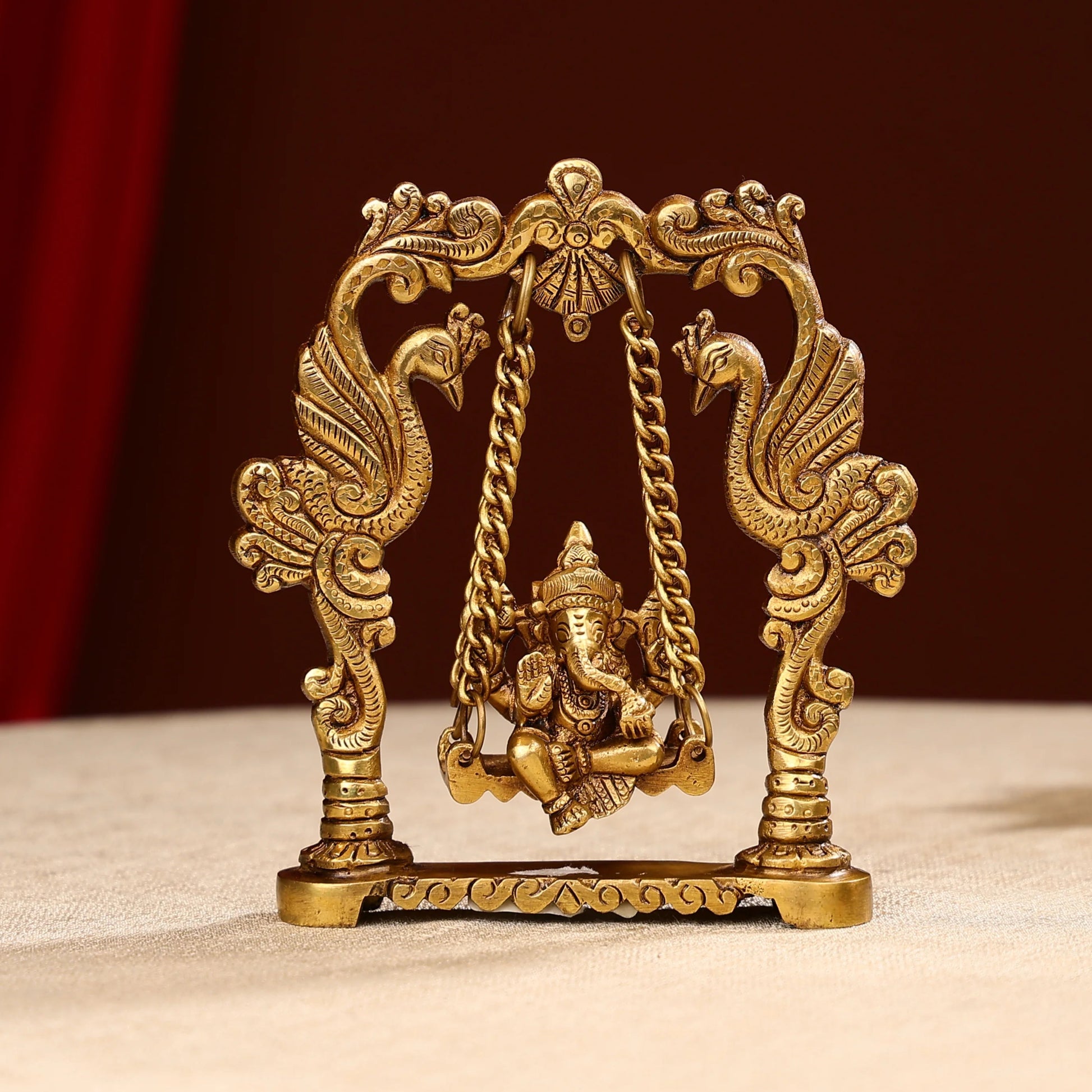 Brass Showpiece Ganesh Jhula God Idol Statue