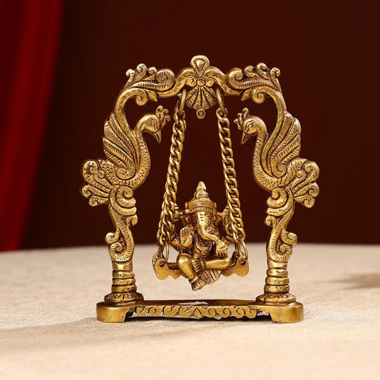 Brass Showpiece Ganesh Jhula God Idol Statue