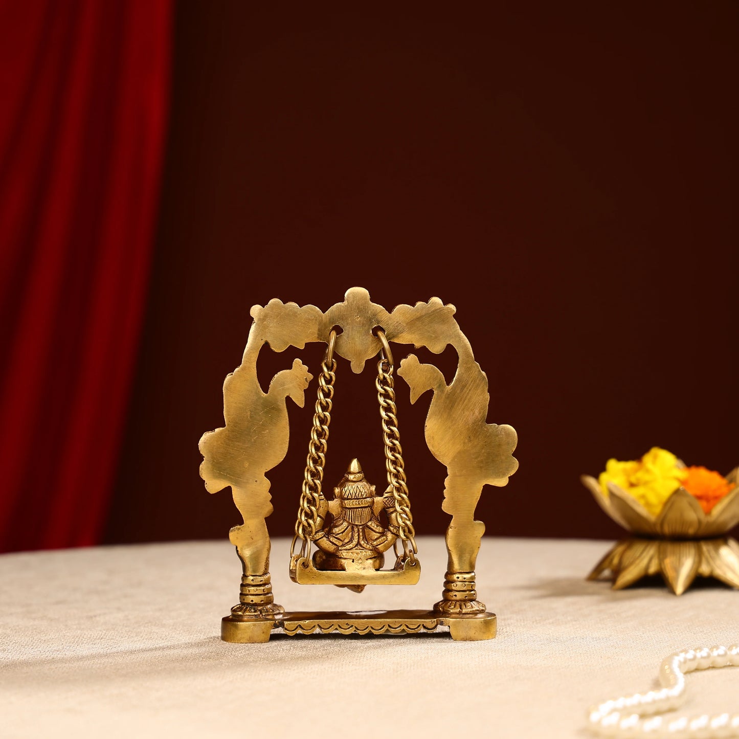 Brass Showpiece Ganesh Jhula God Idol Statue