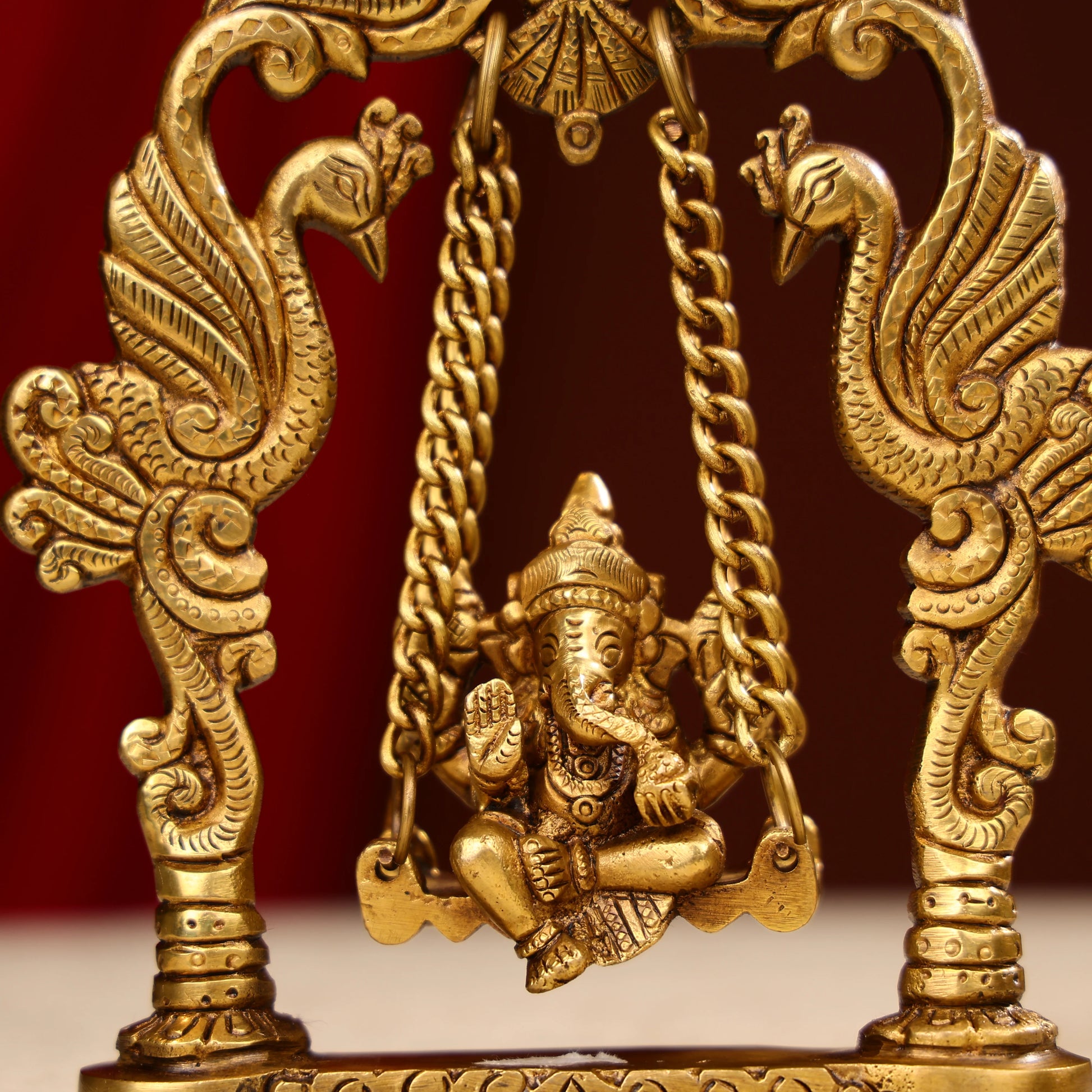 Brass Showpiece Ganesh Jhula God Idol Statue