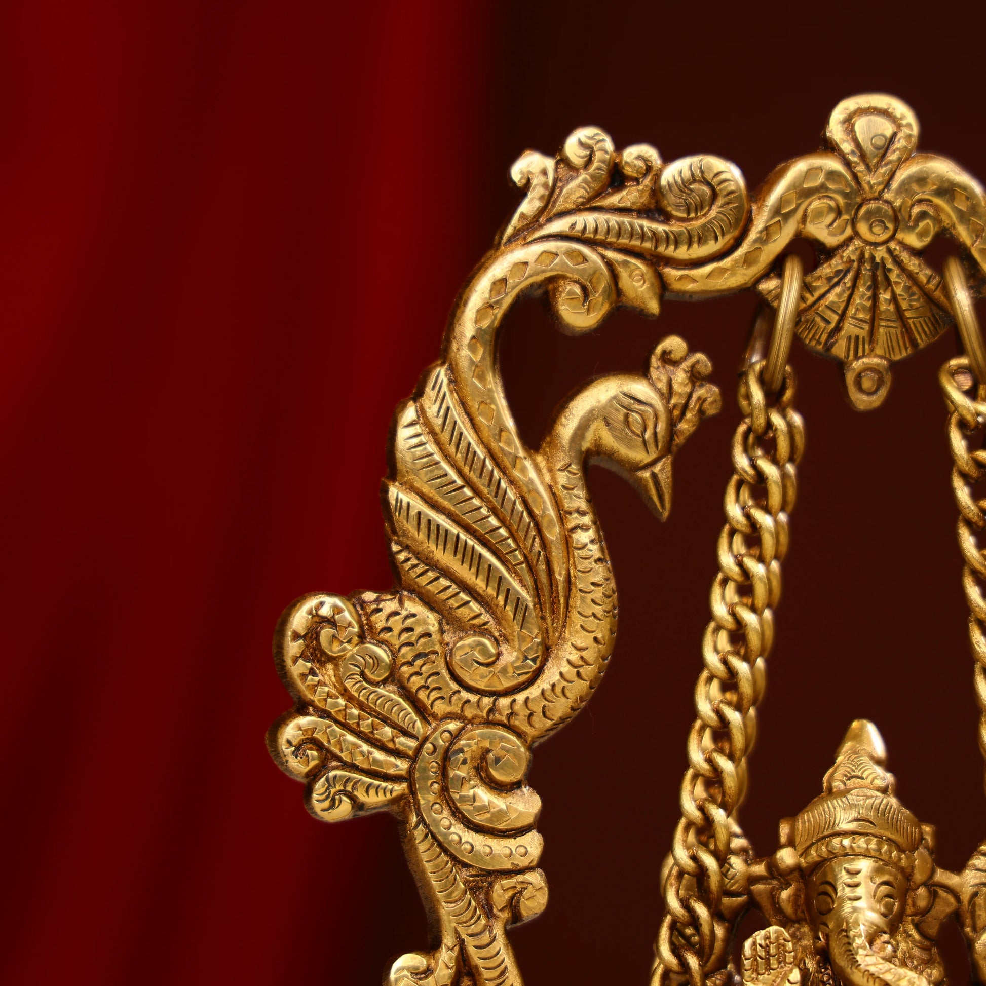 Brass Showpiece Ganesh Jhula God Idol Statue