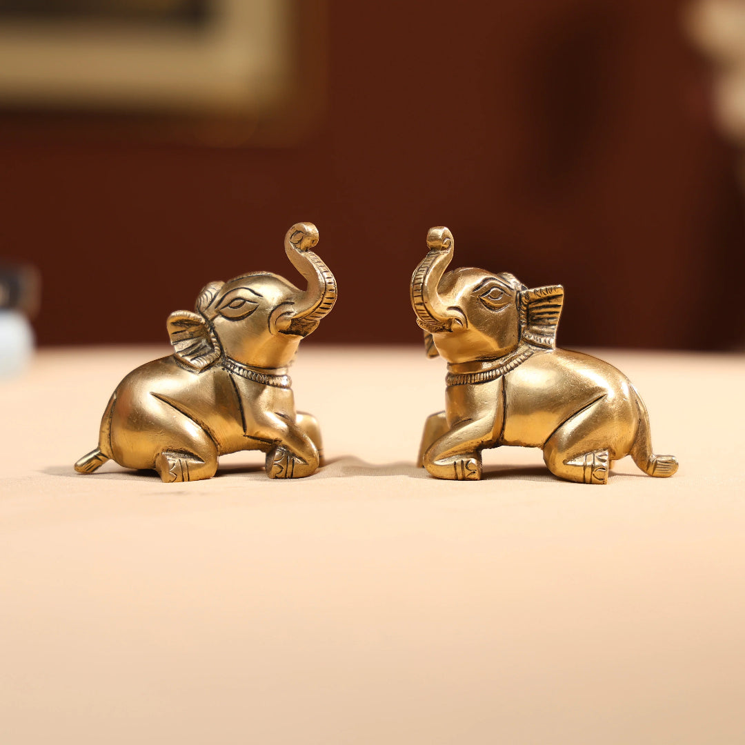 Brass Baby Elephant Pair 1