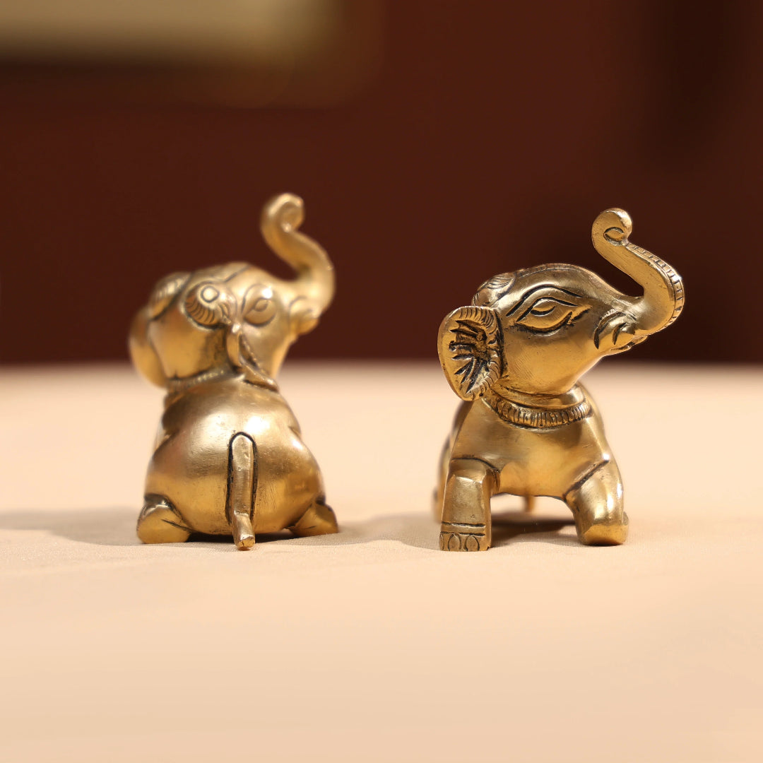 Brass Baby Elephant Pair 2