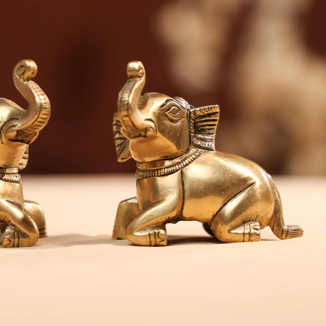Brass Baby Elephant Pair 3