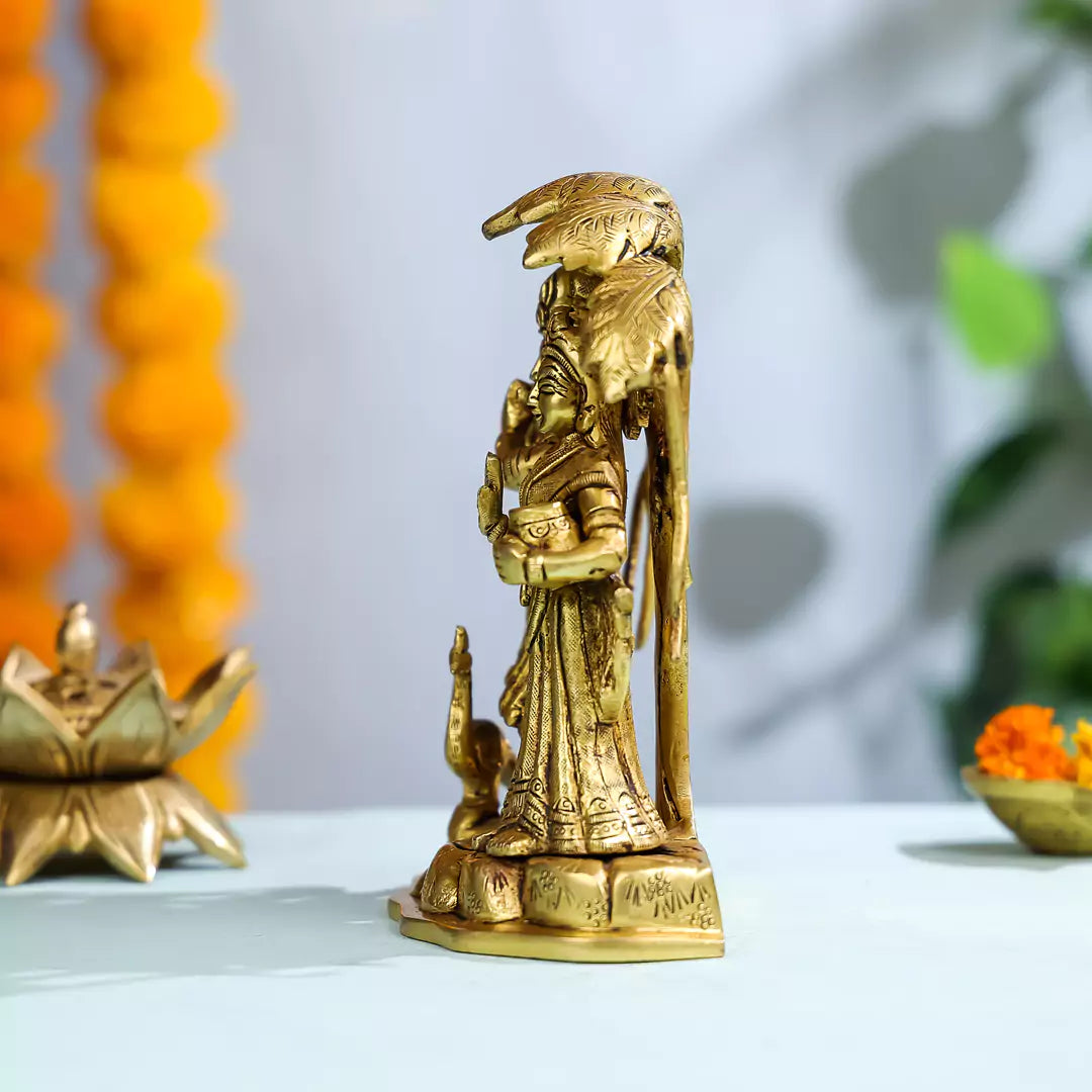 Brass Lord Radha Krishna Standing under the Tree 2
