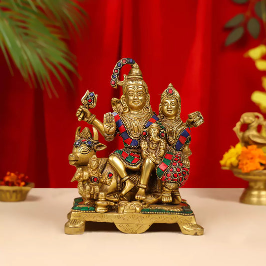 Brass_Lord_Shiva_Family_Idol_Inlay_Stonework_-_1