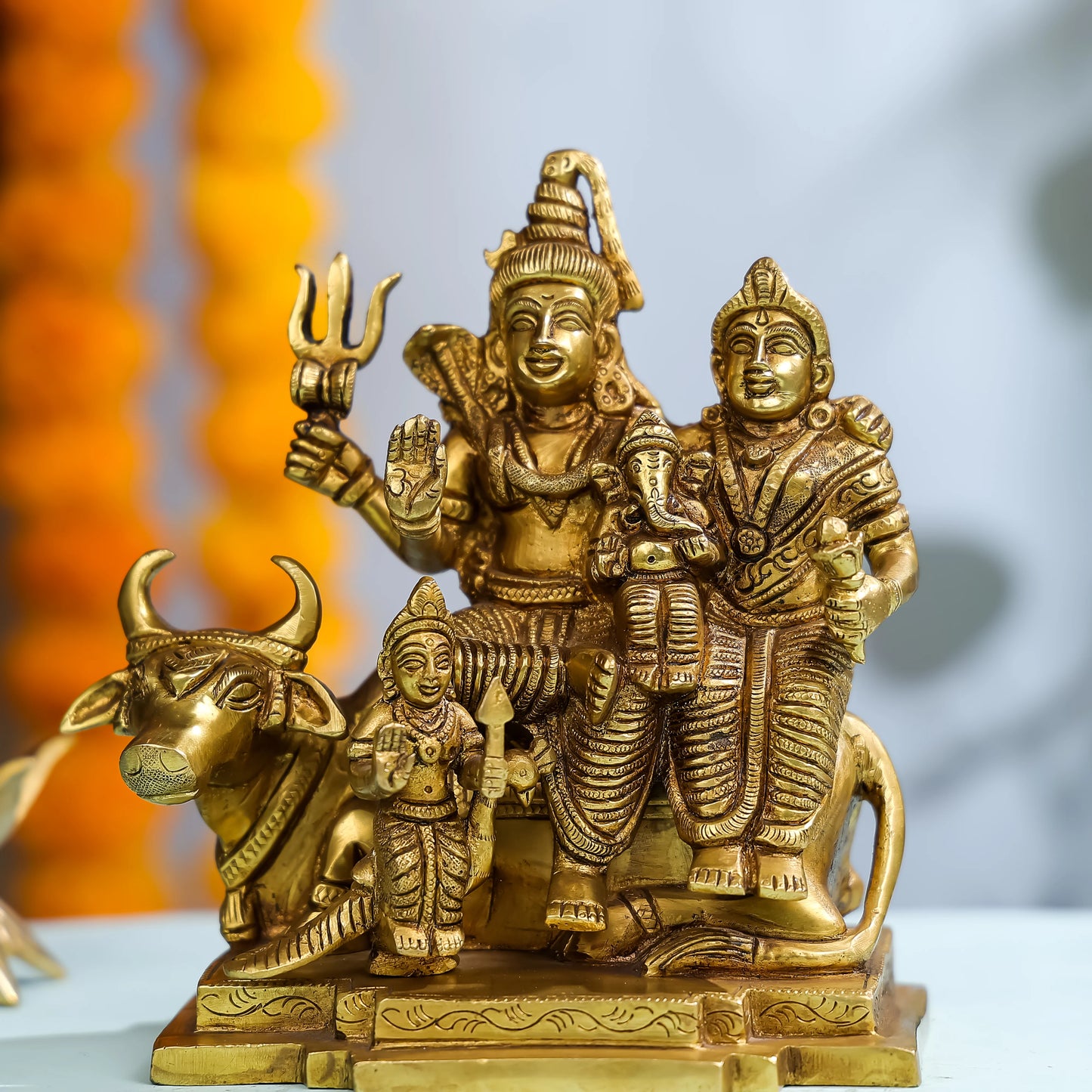 Brass Lord Shiva Family with Nandi 3