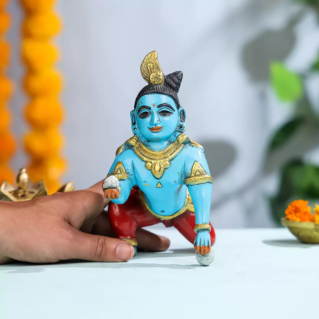 Colored Brass Laddu Bal Gopal 3