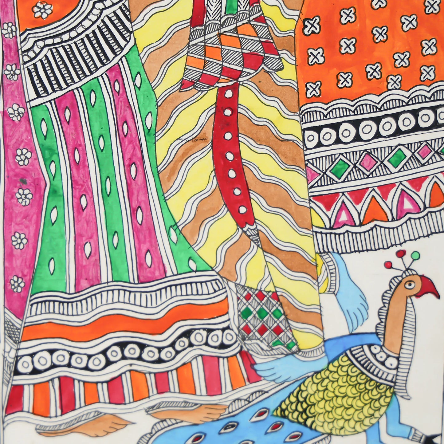 Colourful Radha Krishna Hand-Painted Wall Art with Nature