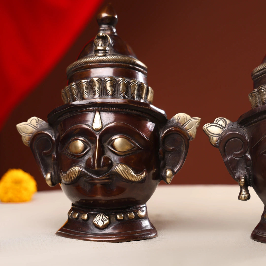 Goddess Gauri and Lord Shiva Antique Brown Mask 3