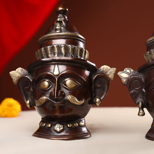 Goddess Gauri and Lord Shiva Antique Brown Mask 3