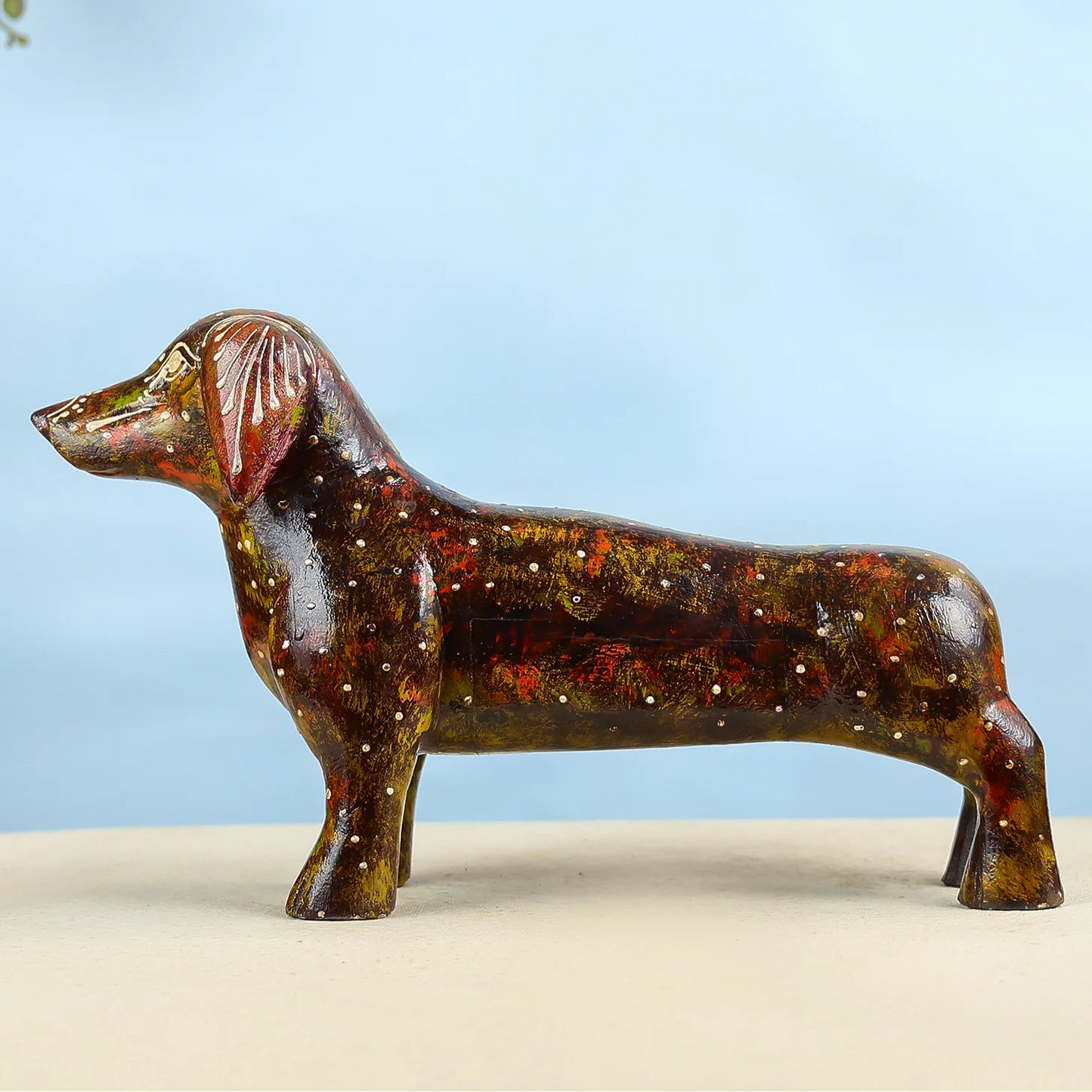 Handcrafted Colourful Dachshund Dog Figurine for Home Decor