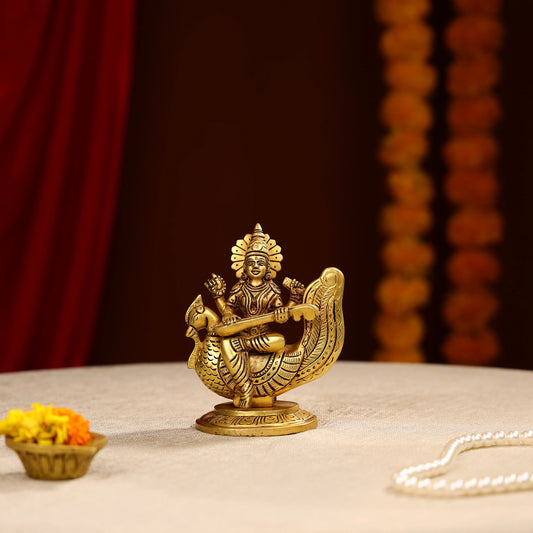 Brass Goddess Saraswati Idol
