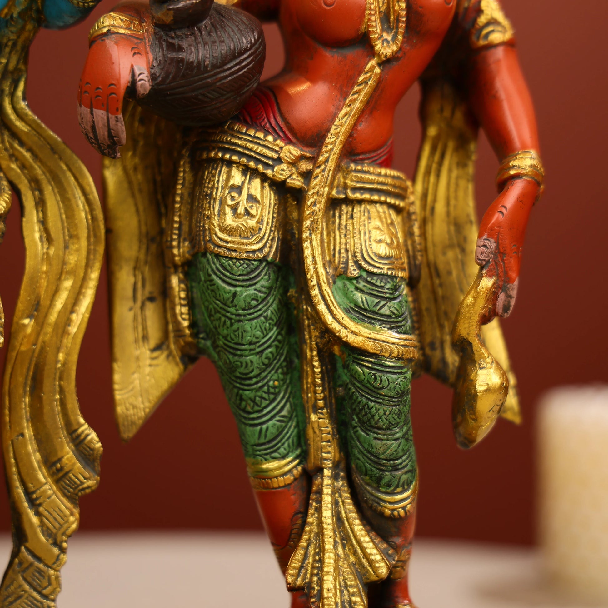 Coloured Brass Radha And Krishna Statue