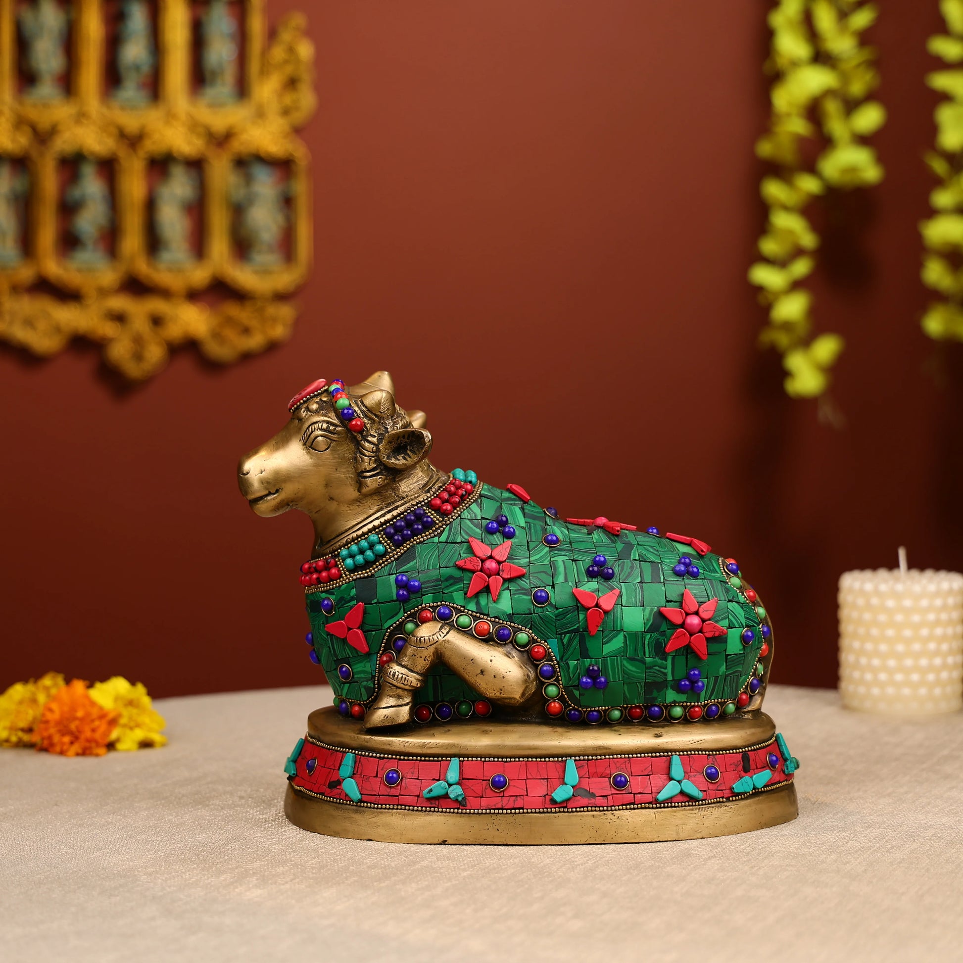 Brass cow Seating idol