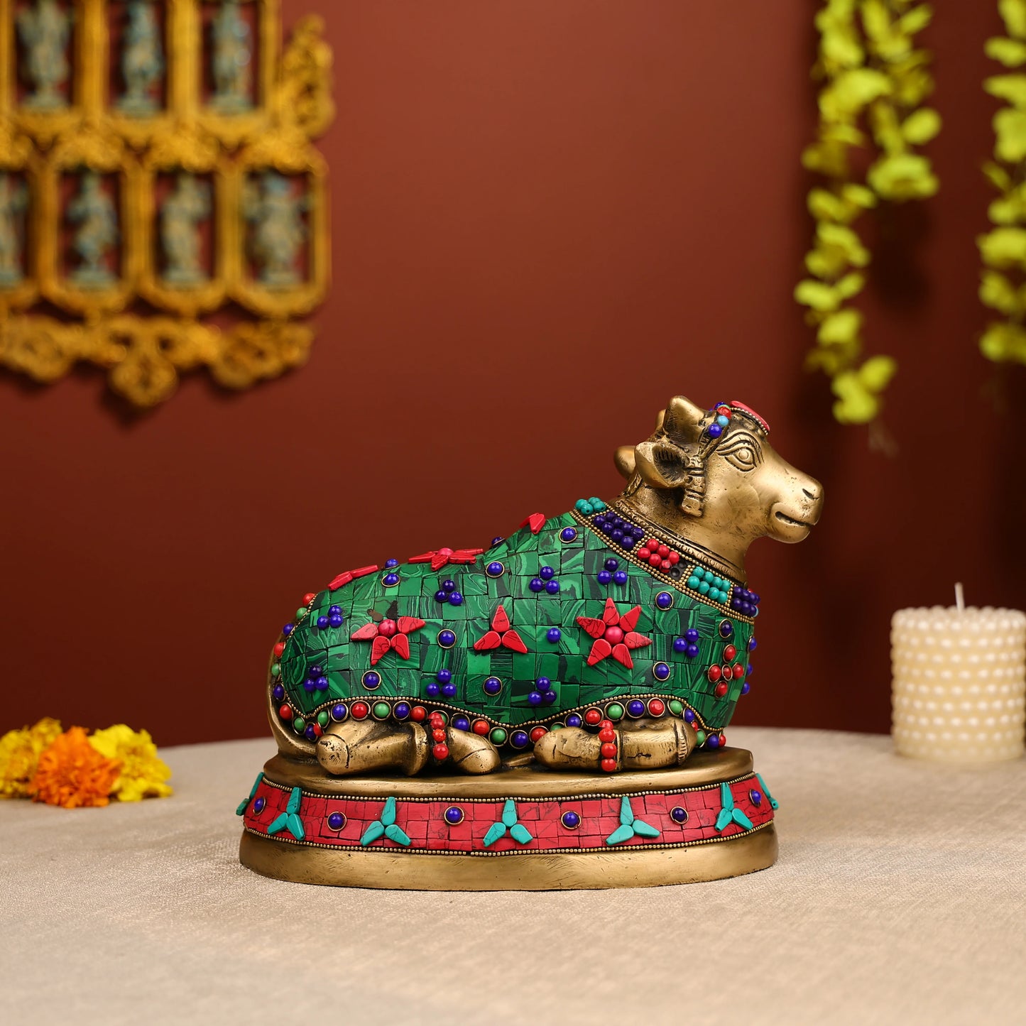 Brass cow Seating idol