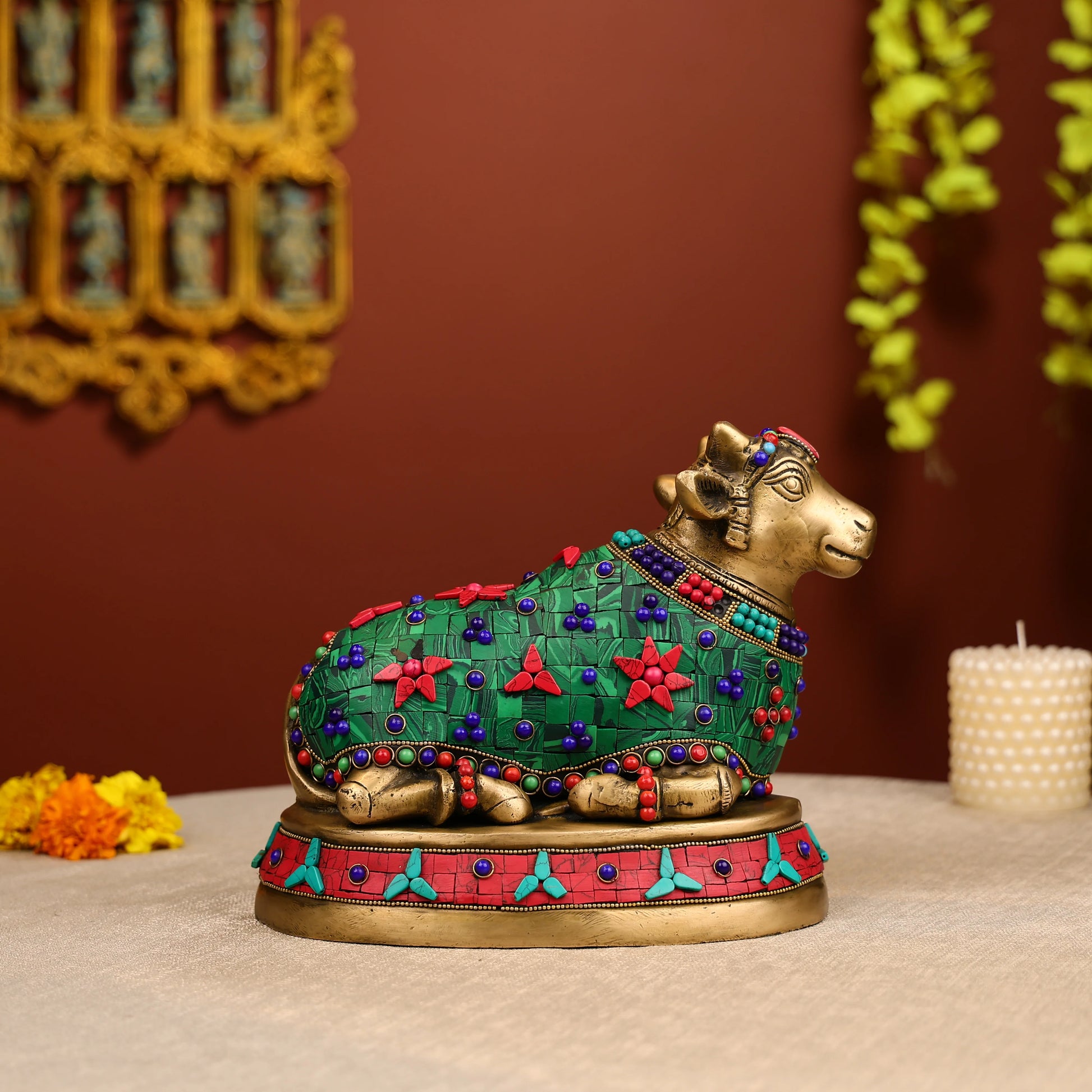 Brass cow Seating idol