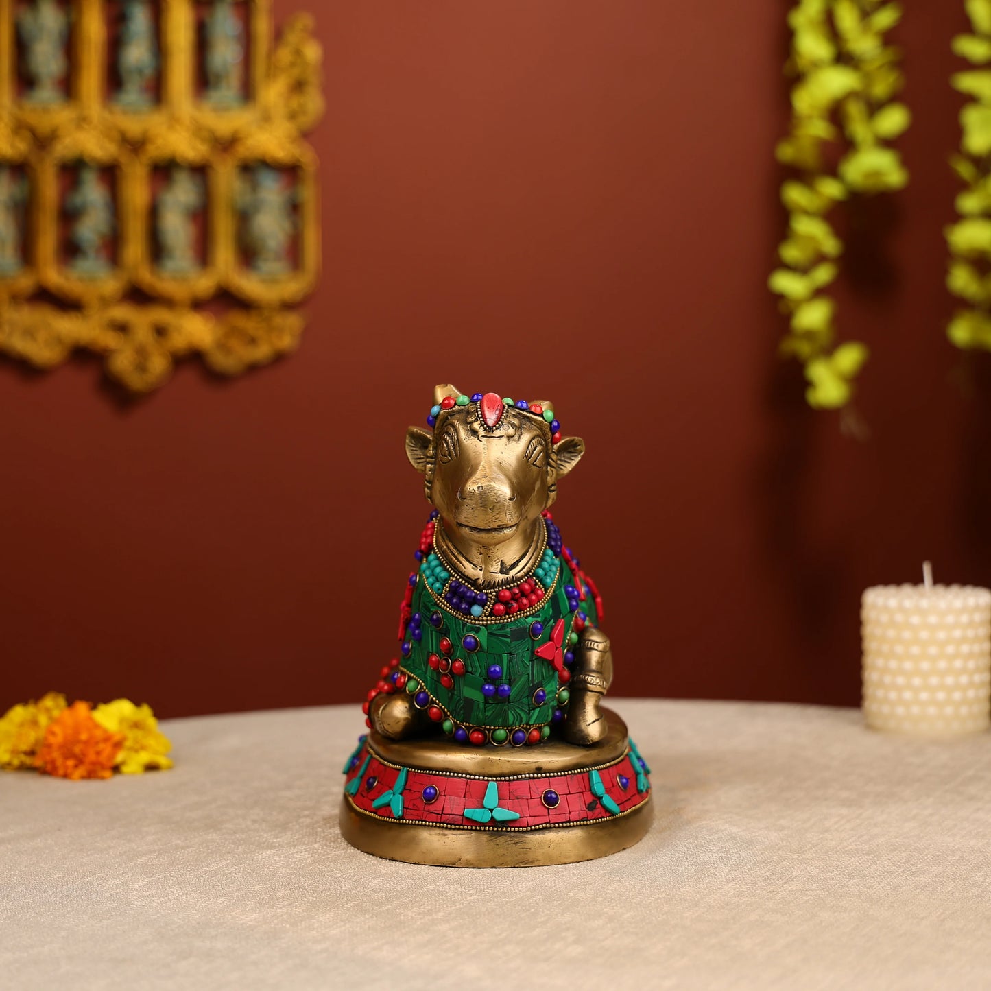 Brass cow Seating idol