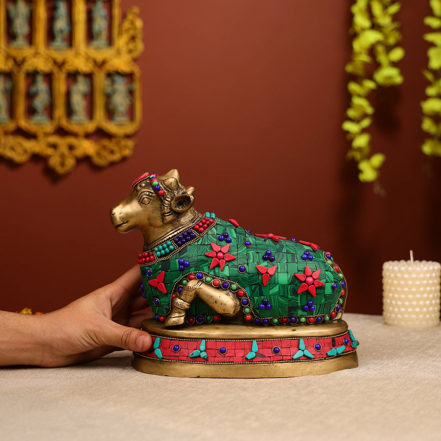 Brass cow Seating idol