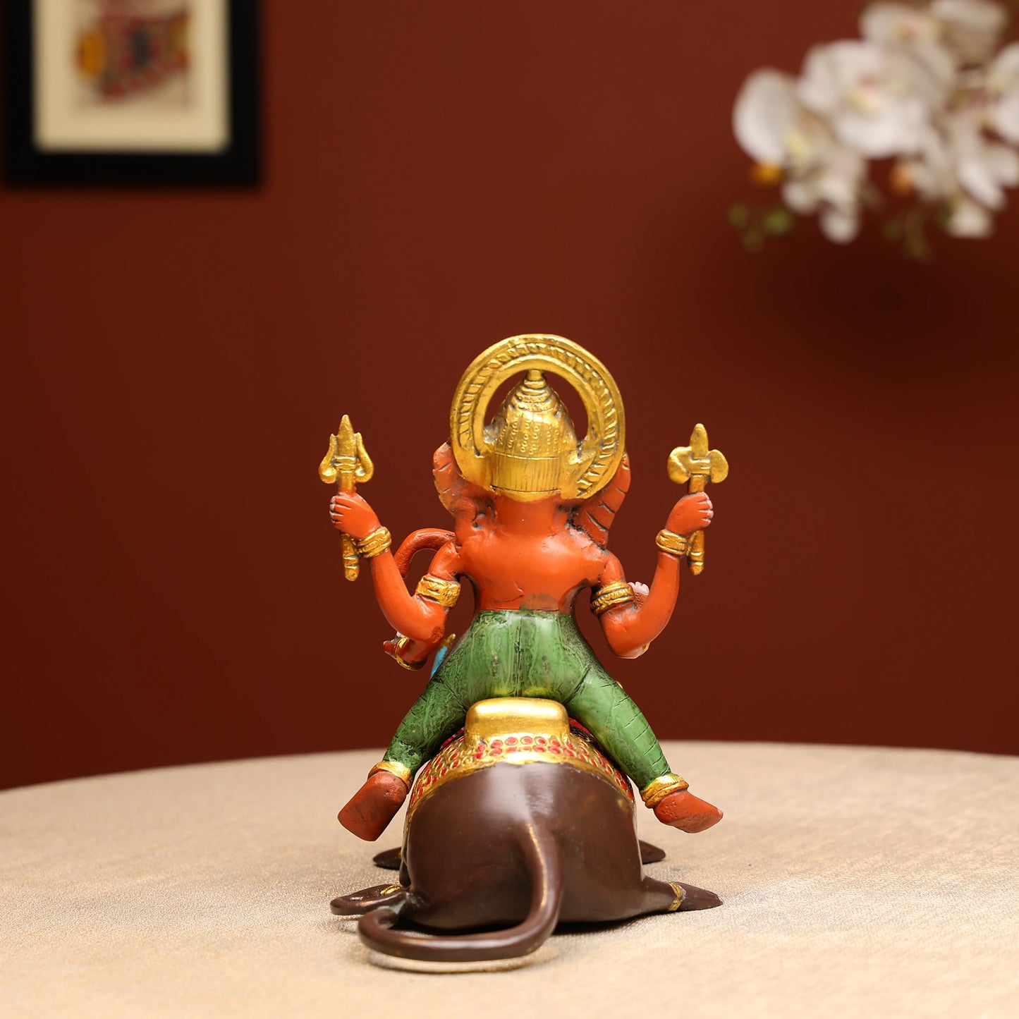 Brass Lord Ganesh Statue Seated On Mushak