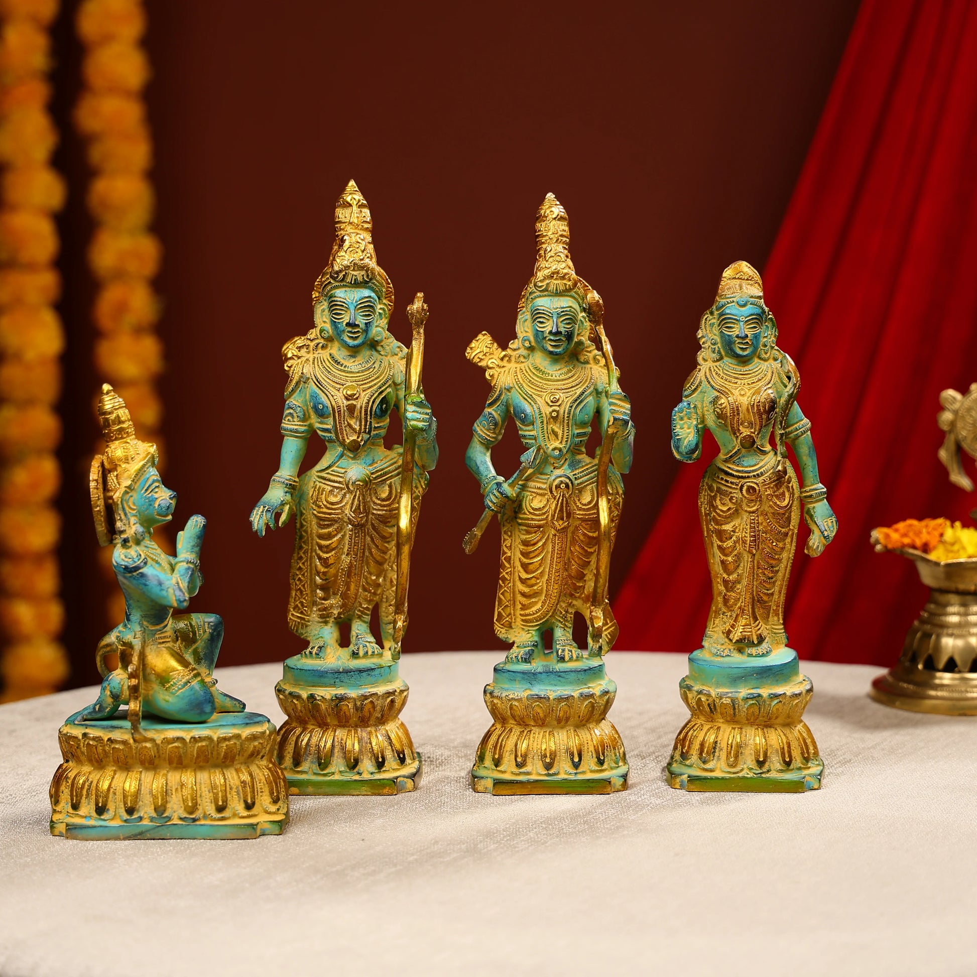 Coloured Brass Ram Darbar Statue