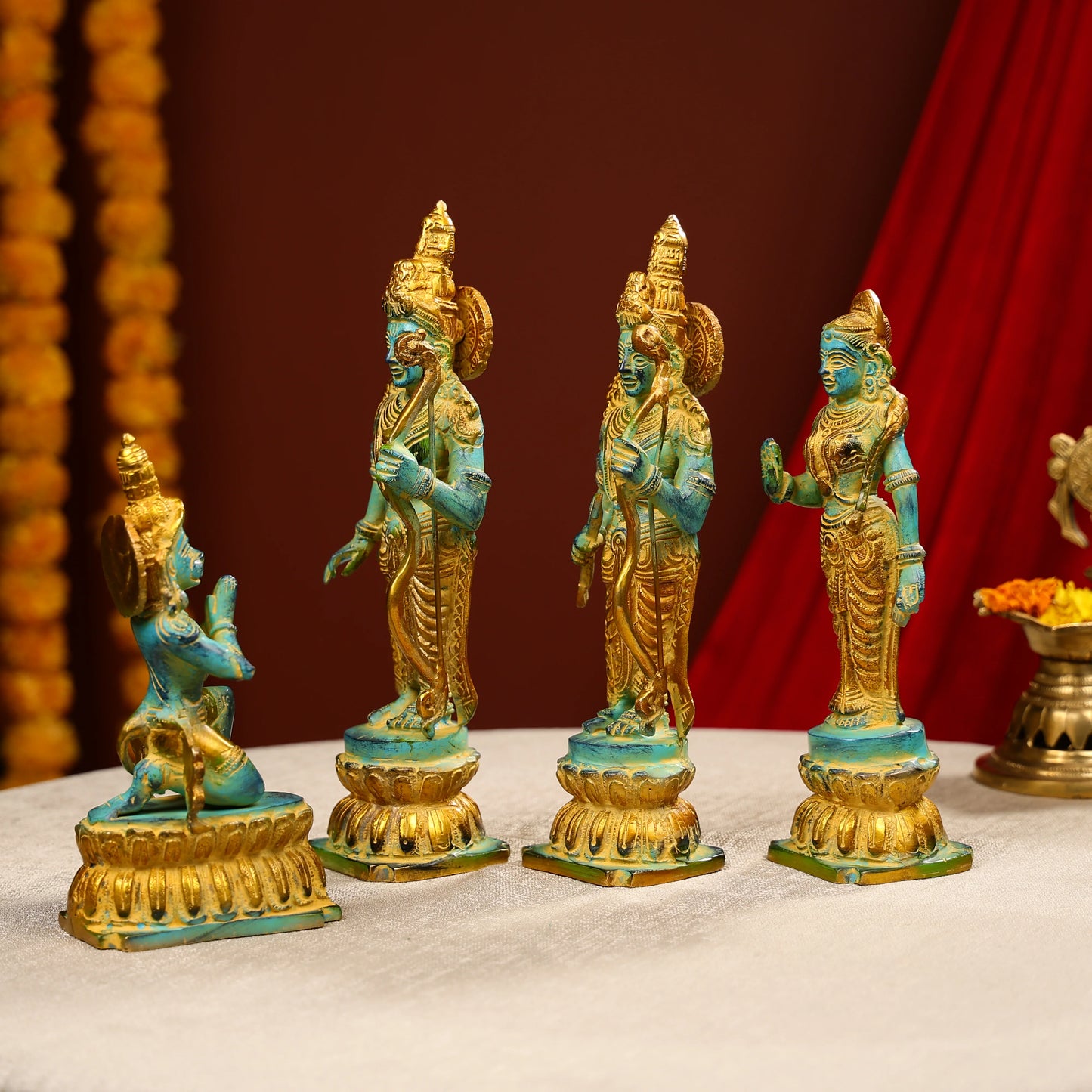Coloured Brass Ram Darbar Statue