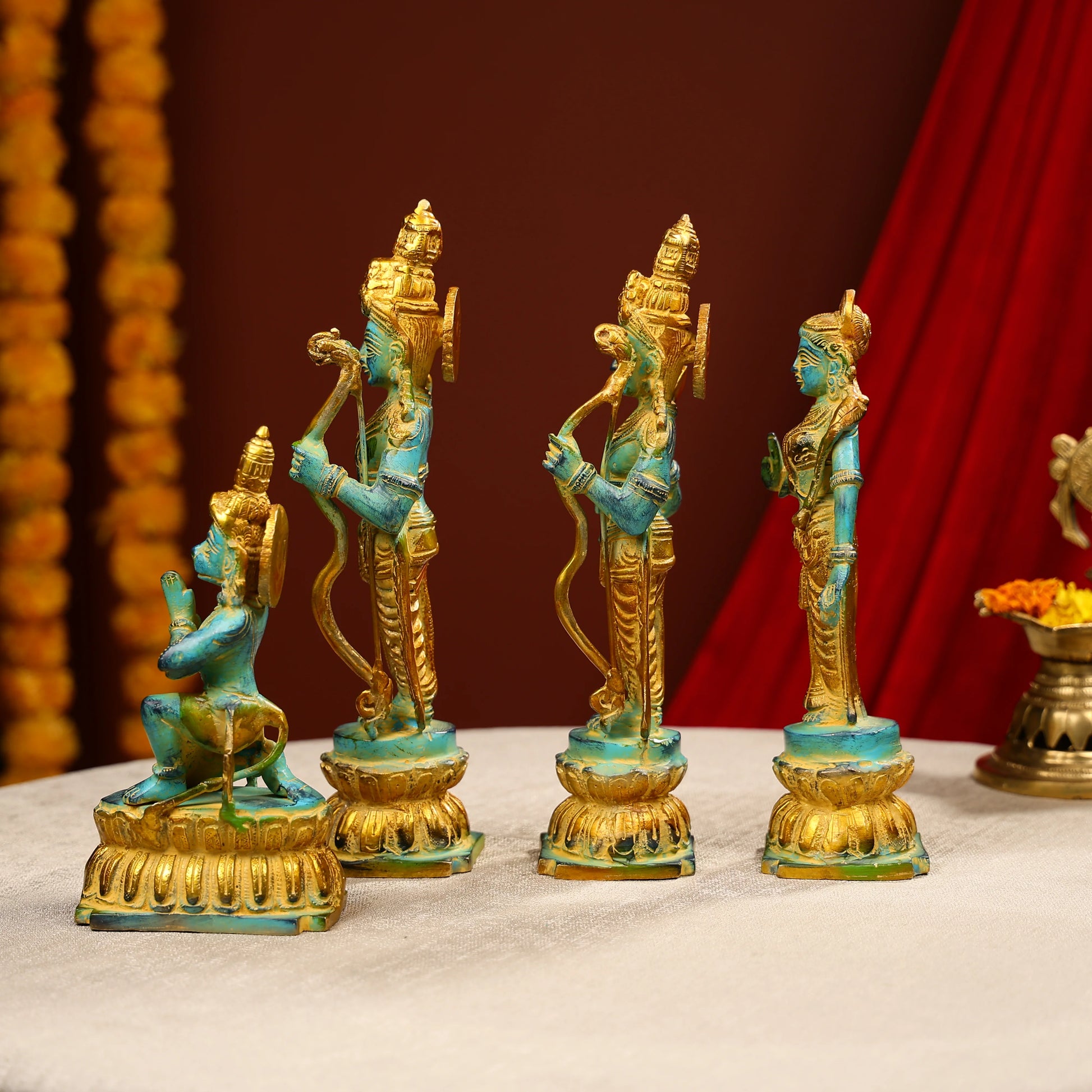 Coloured Brass Ram Darbar Statue