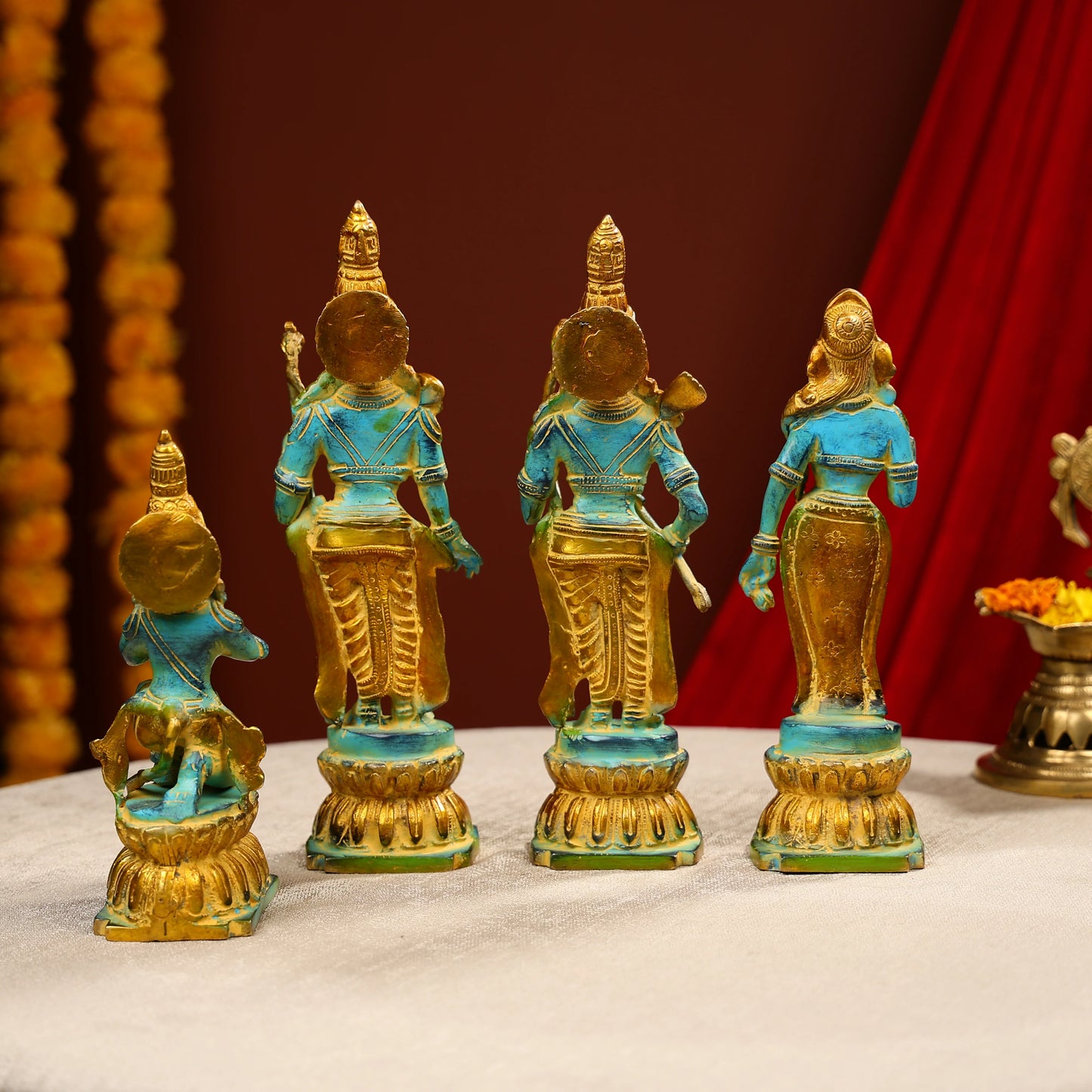 Coloured Brass Ram Darbar Statue