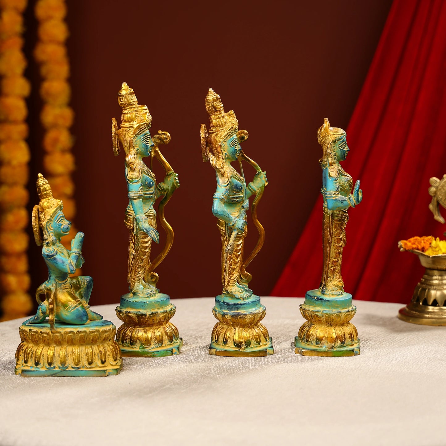 Coloured Brass Ram Darbar Statue