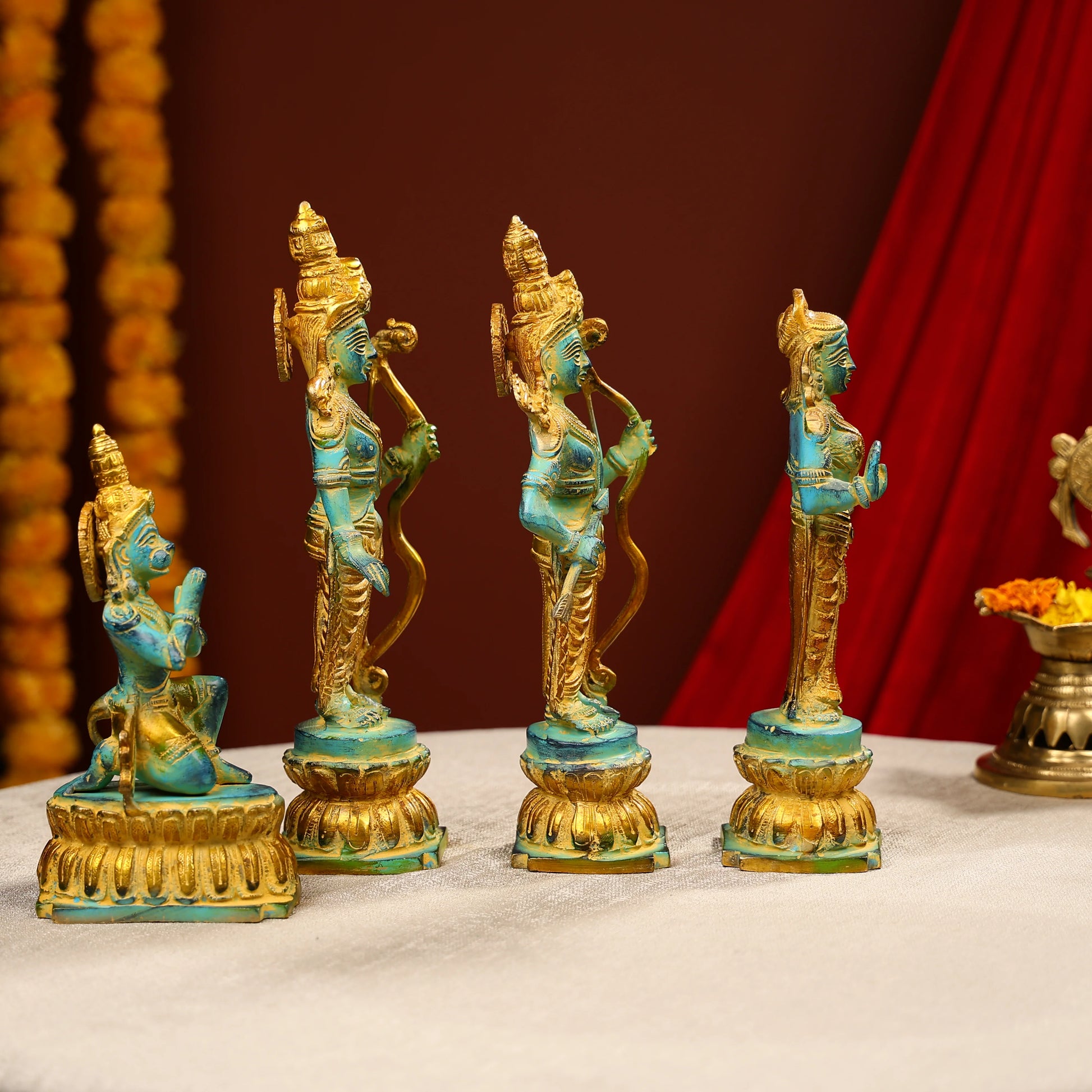 Coloured Brass Ram Darbar Statue