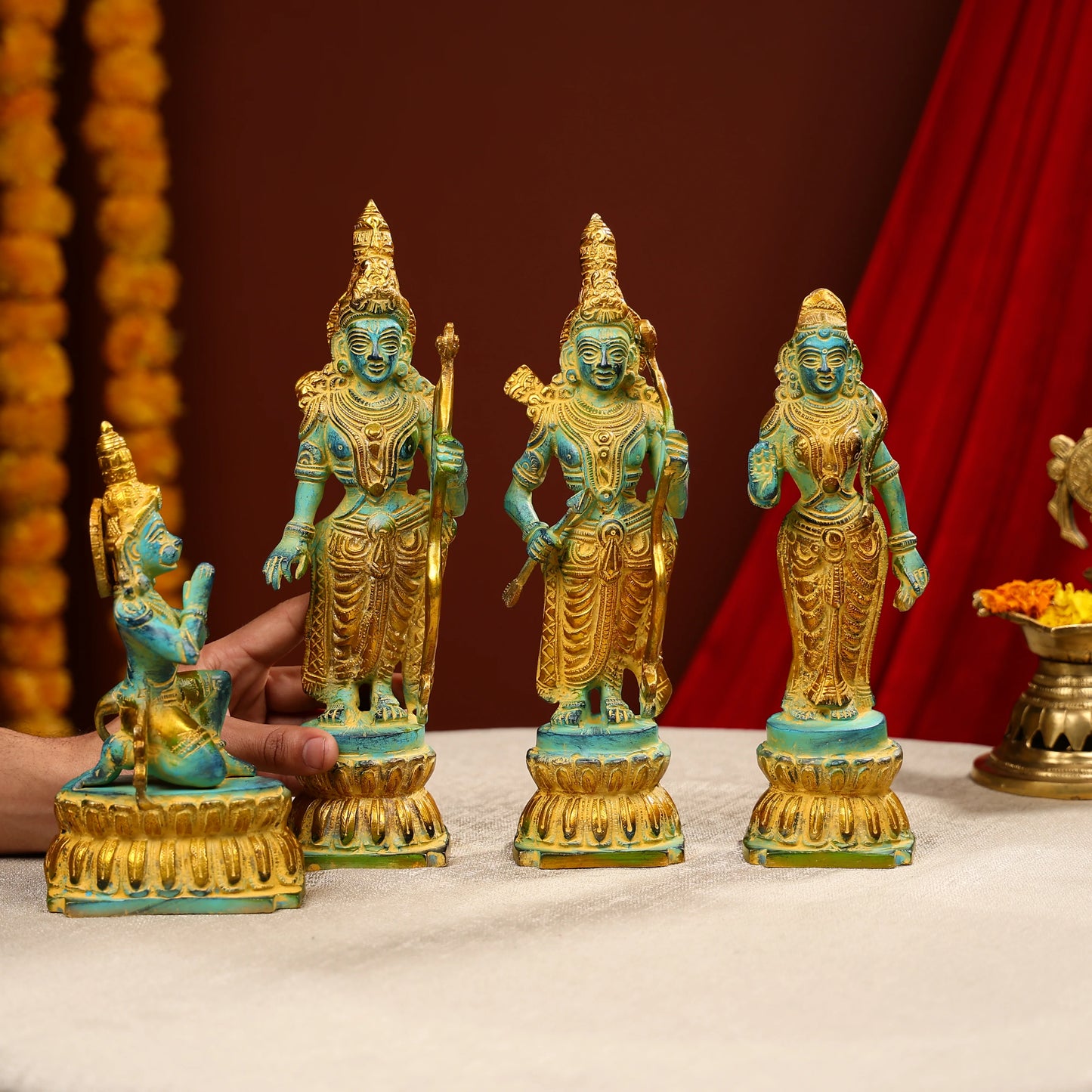 Coloured Brass Ram Darbar Statue