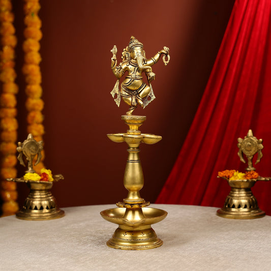 Brass Dancing Ganesha Diya