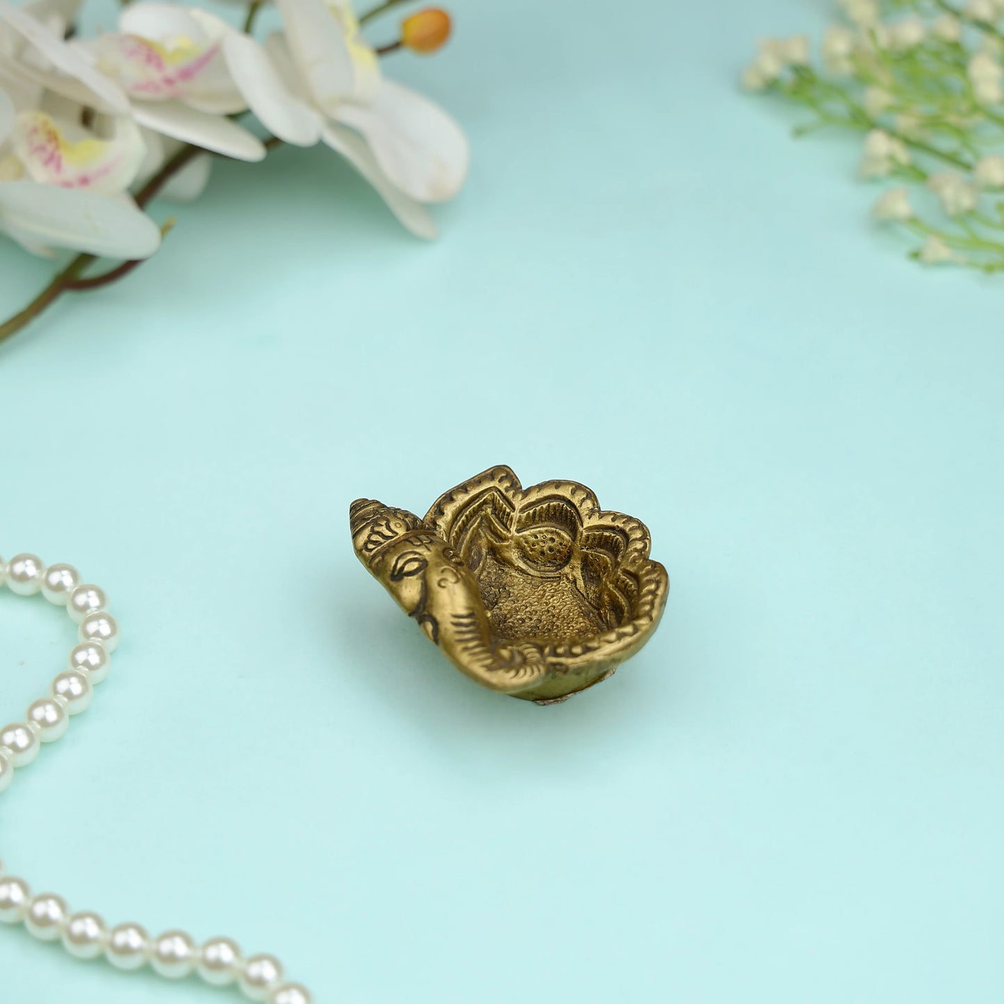 Brass Ganesha face Diya