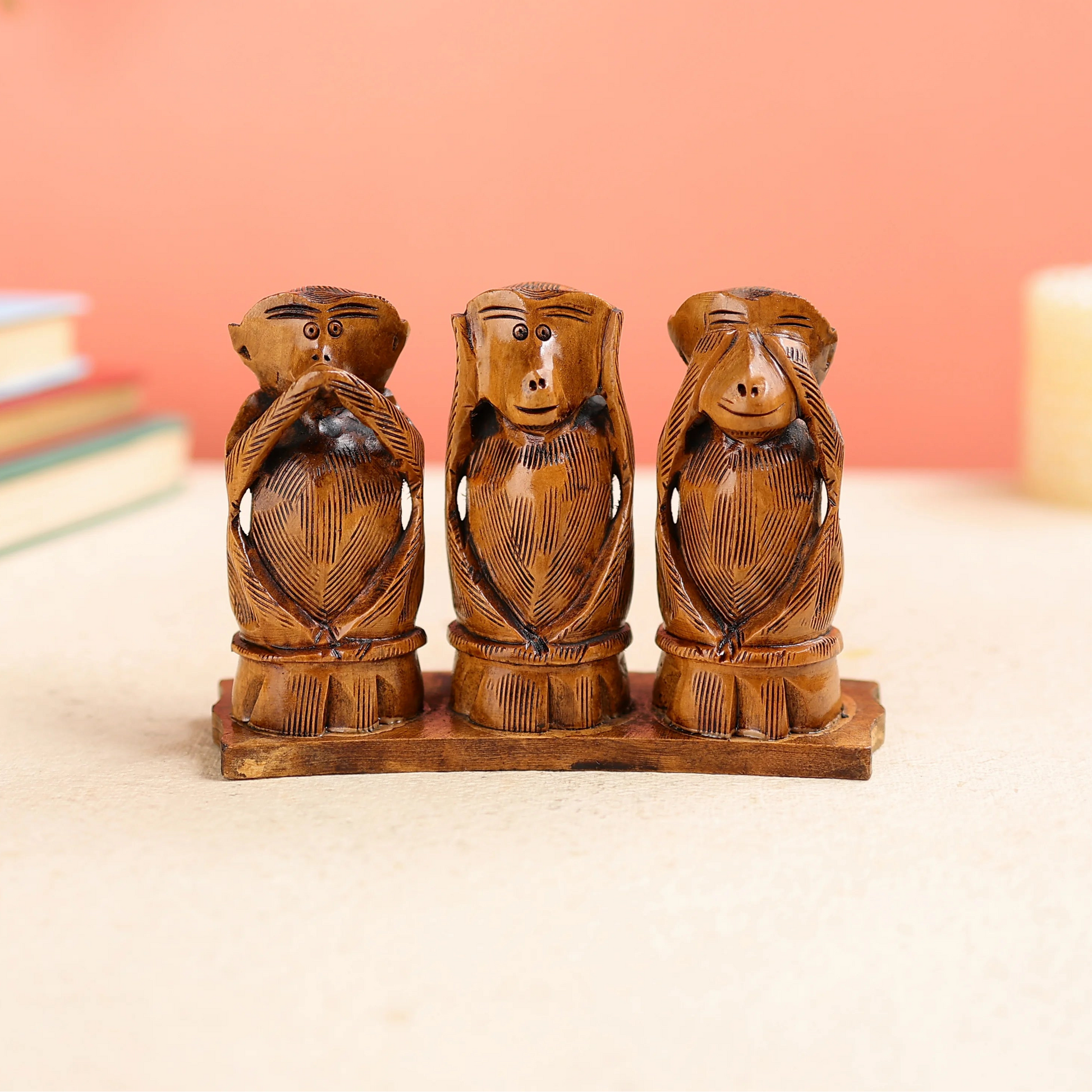 Handmade Wood Gandhiji 3 Monkey Set