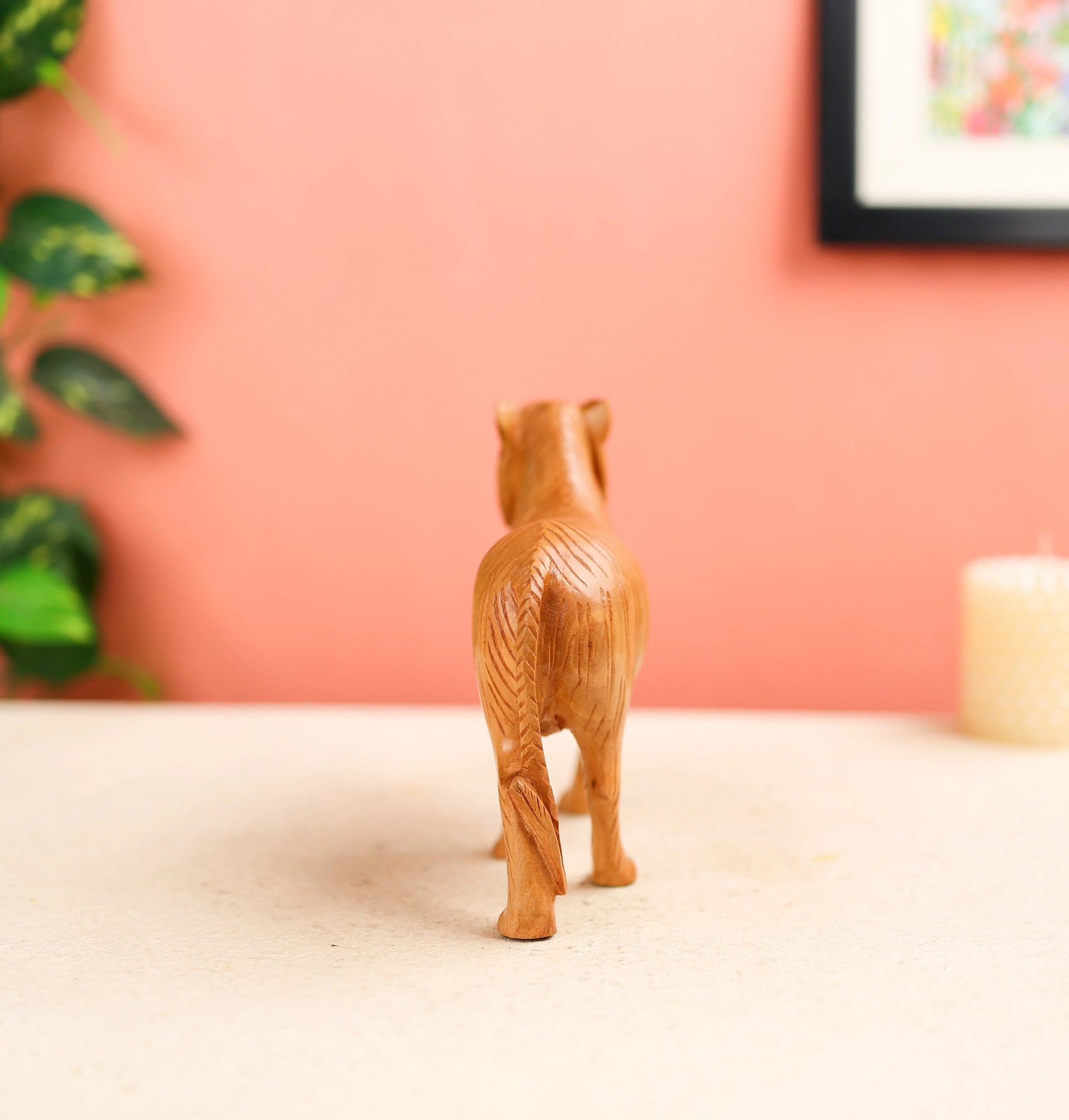 Kadam Wood Carved Royal Bengal Tiger Table Decor