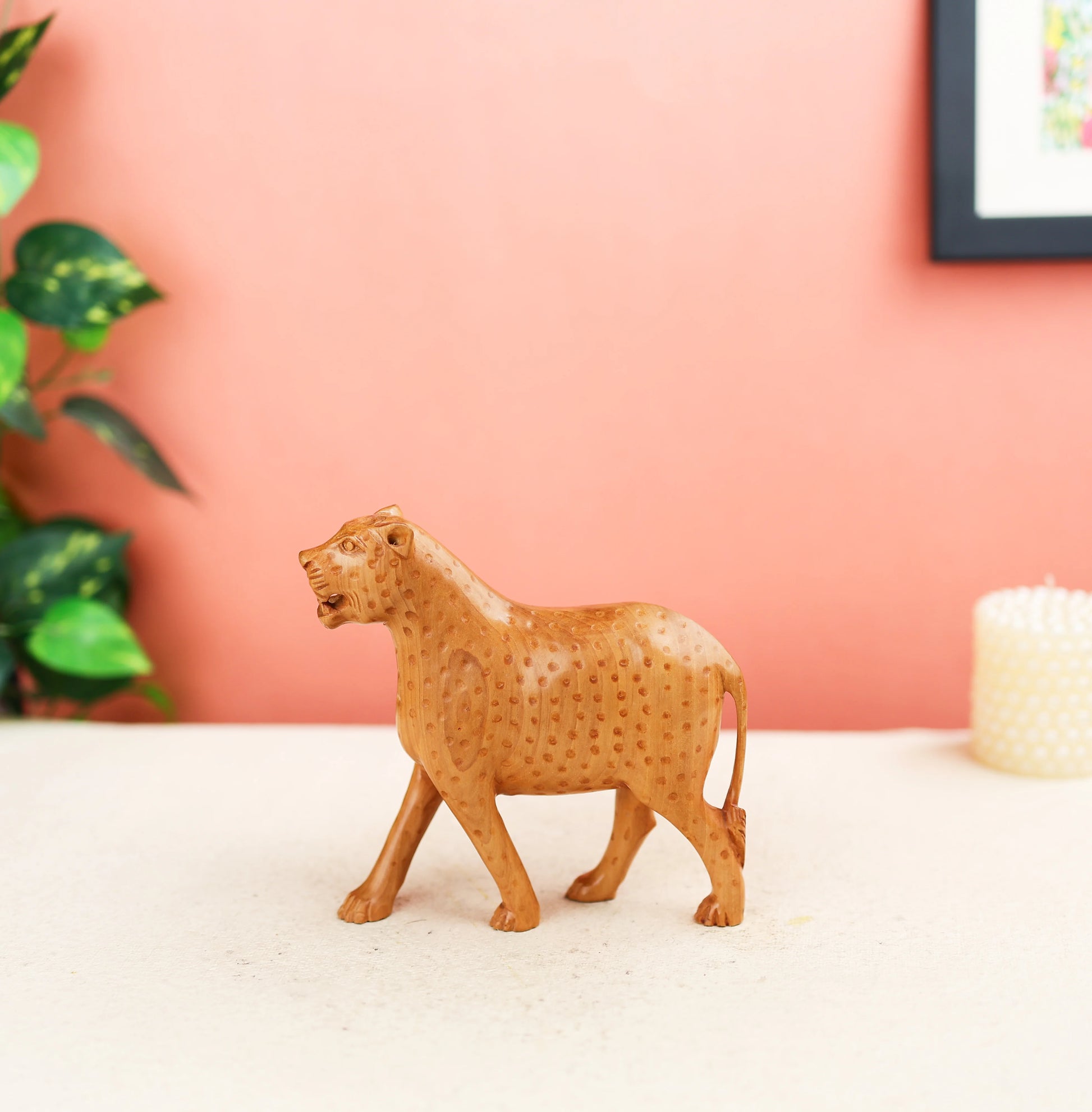 Wooden Leopard Statue